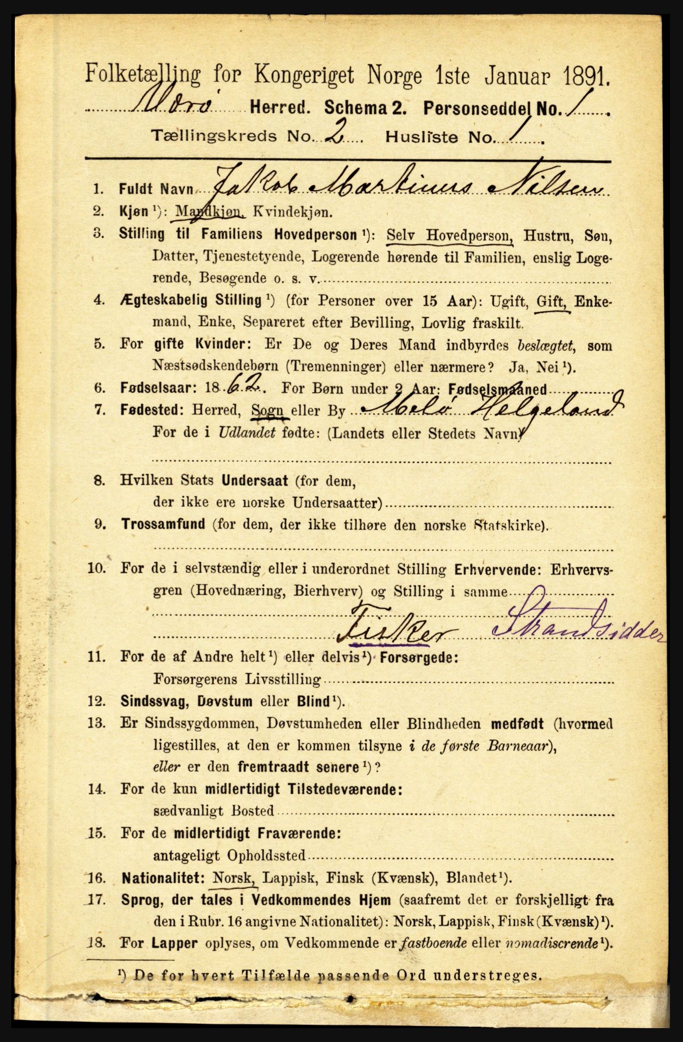 RA, 1891 census for 1857 Værøy, 1891, p. 321