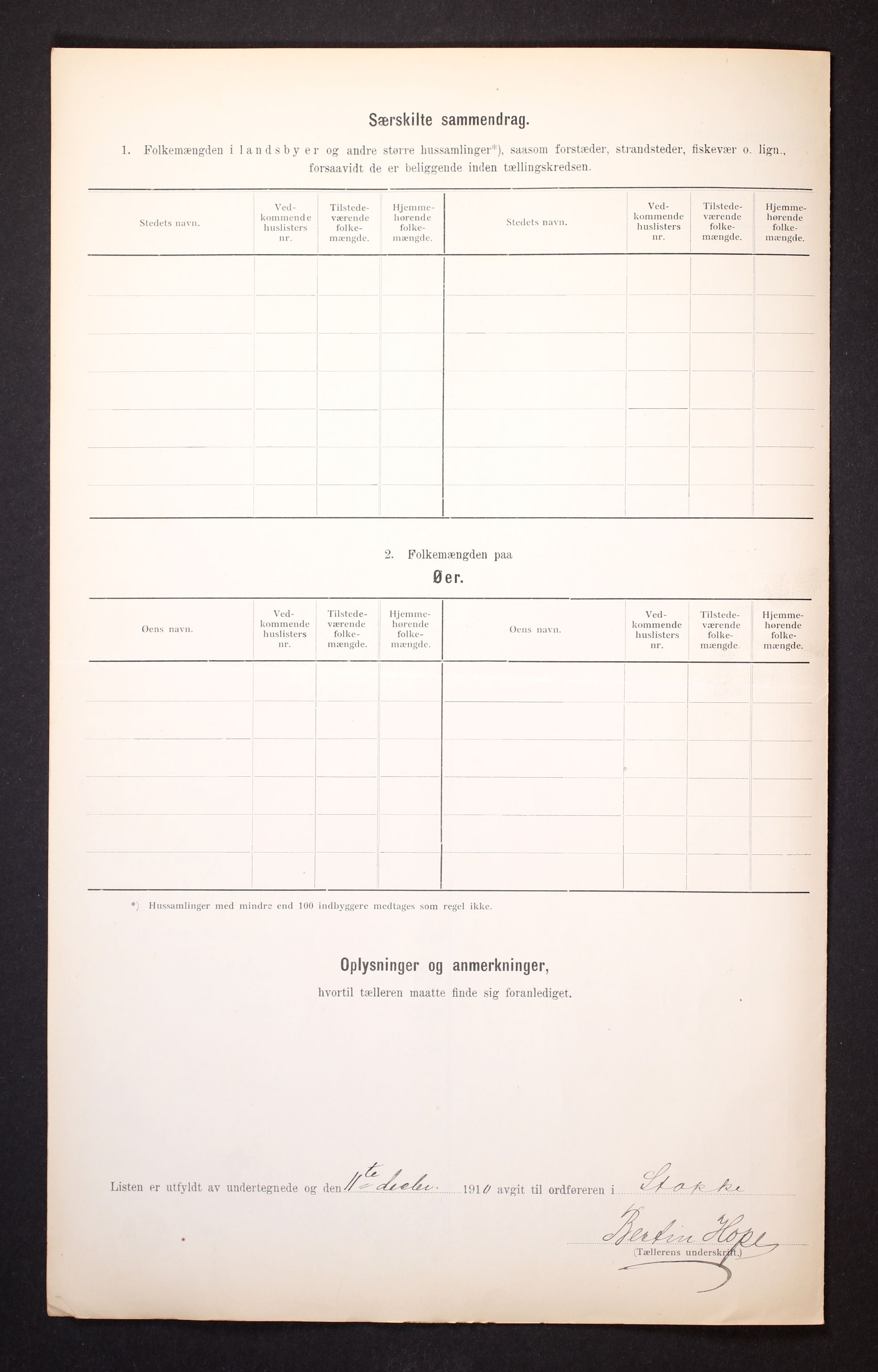 RA, 1910 census for Stokke, 1910, p. 9