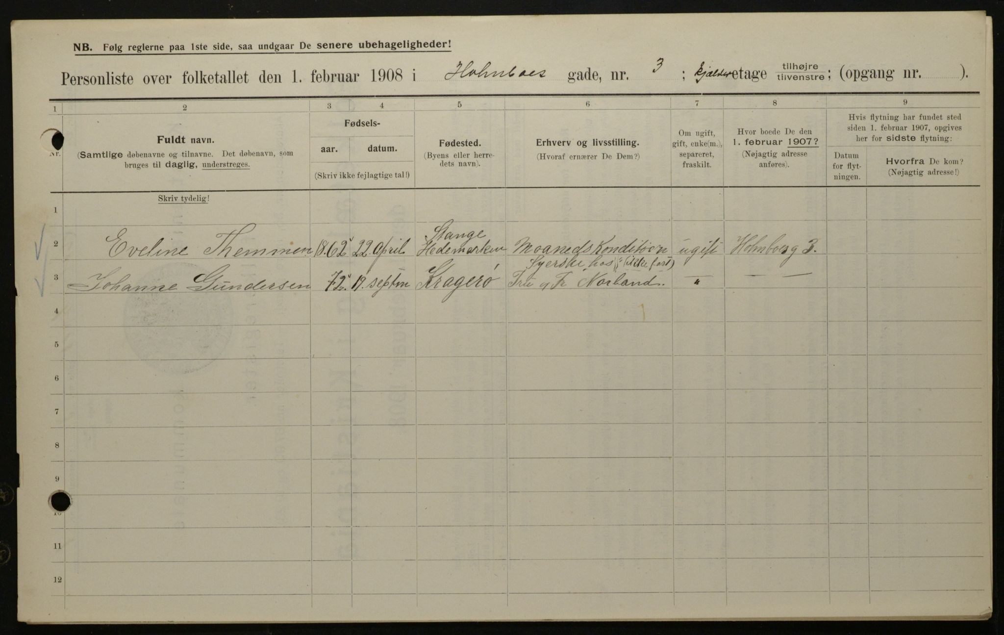 OBA, Municipal Census 1908 for Kristiania, 1908, p. 36691