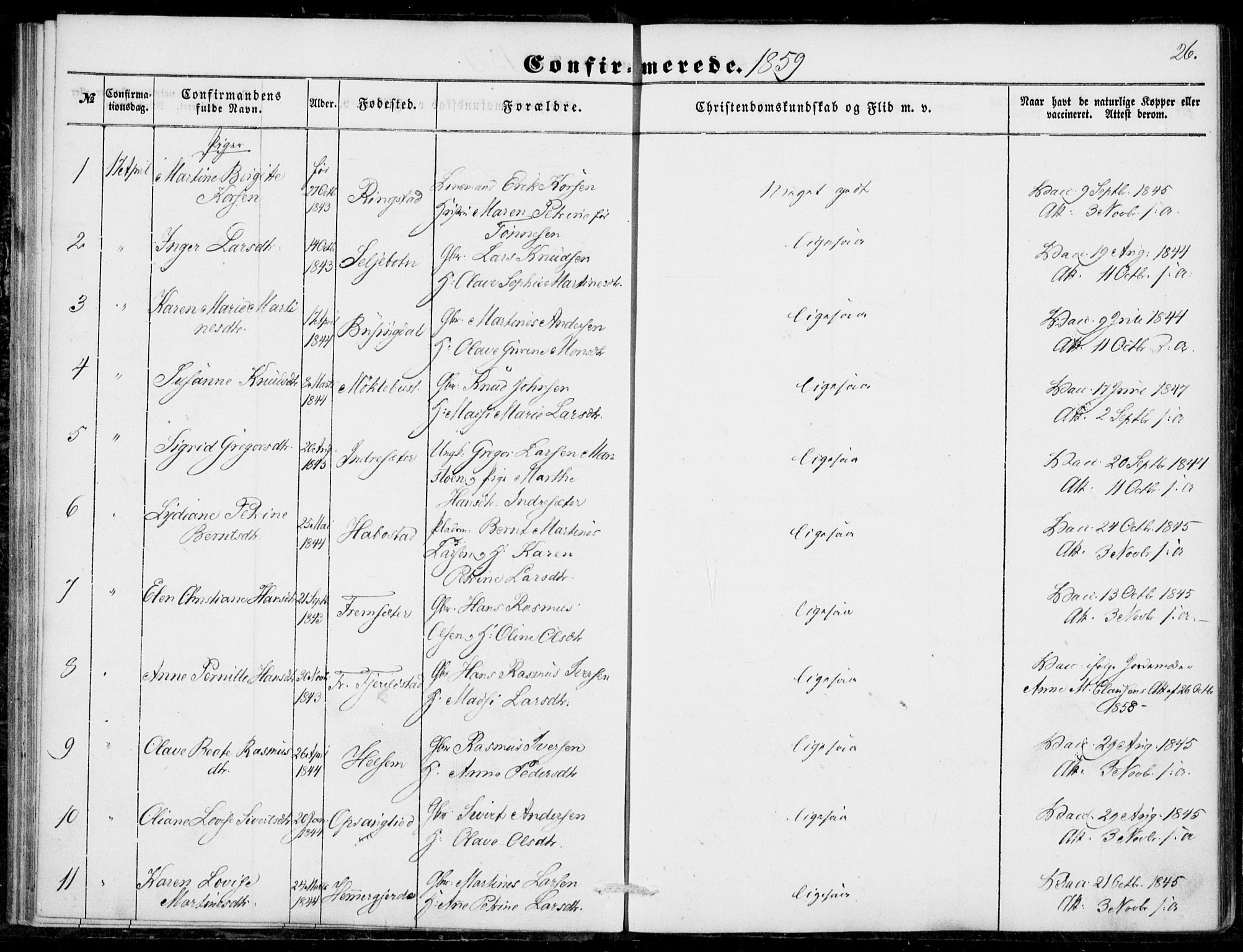 Ministerialprotokoller, klokkerbøker og fødselsregistre - Møre og Romsdal, AV/SAT-A-1454/520/L0281: Parish register (official) no. 520A10, 1851-1881, p. 26