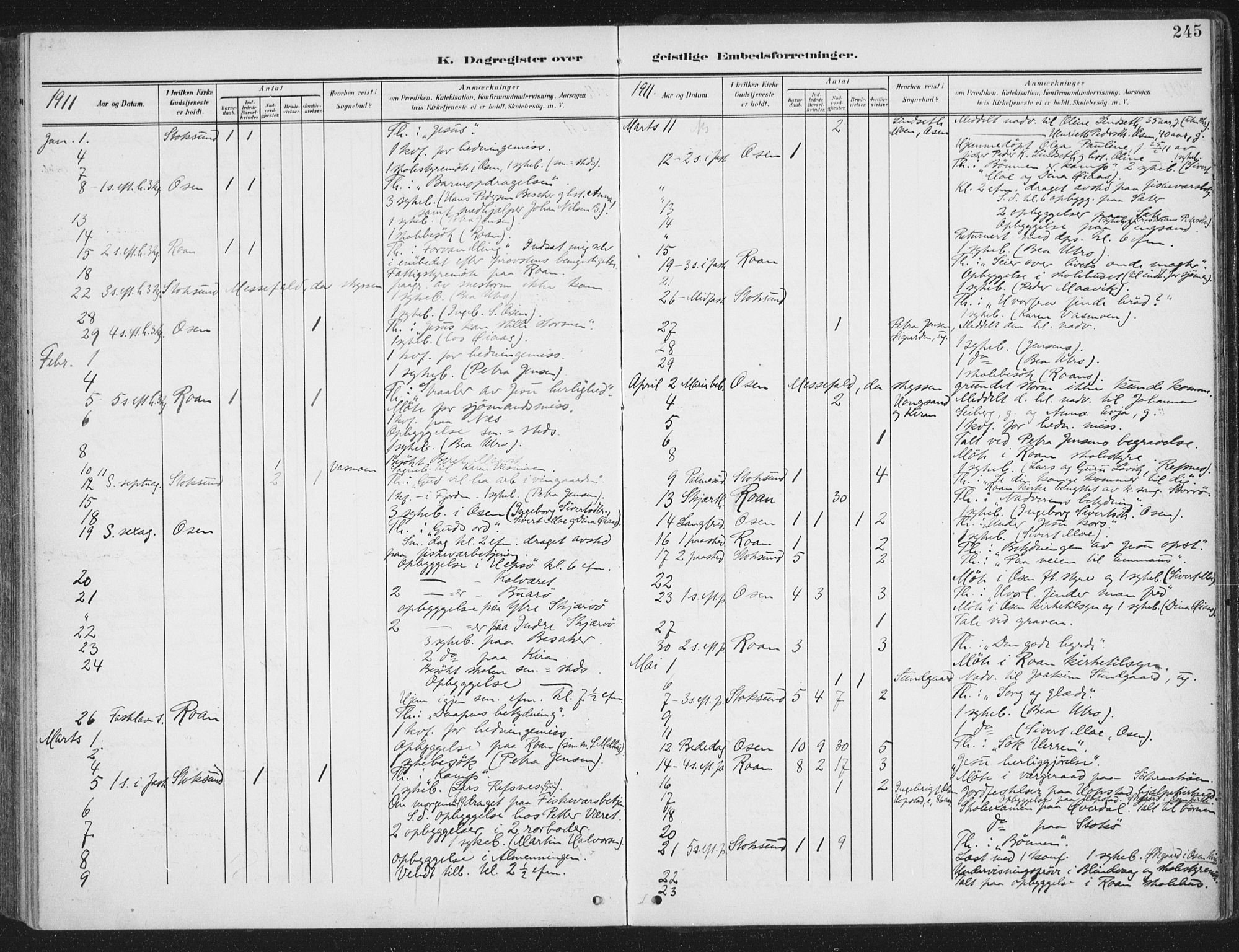 Ministerialprotokoller, klokkerbøker og fødselsregistre - Sør-Trøndelag, SAT/A-1456/657/L0709: Parish register (official) no. 657A10, 1905-1919, p. 245