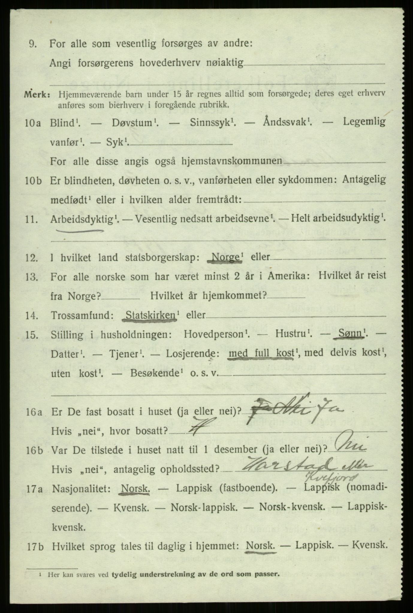 SATØ, 1920 census for Trondenes, 1920, p. 3661