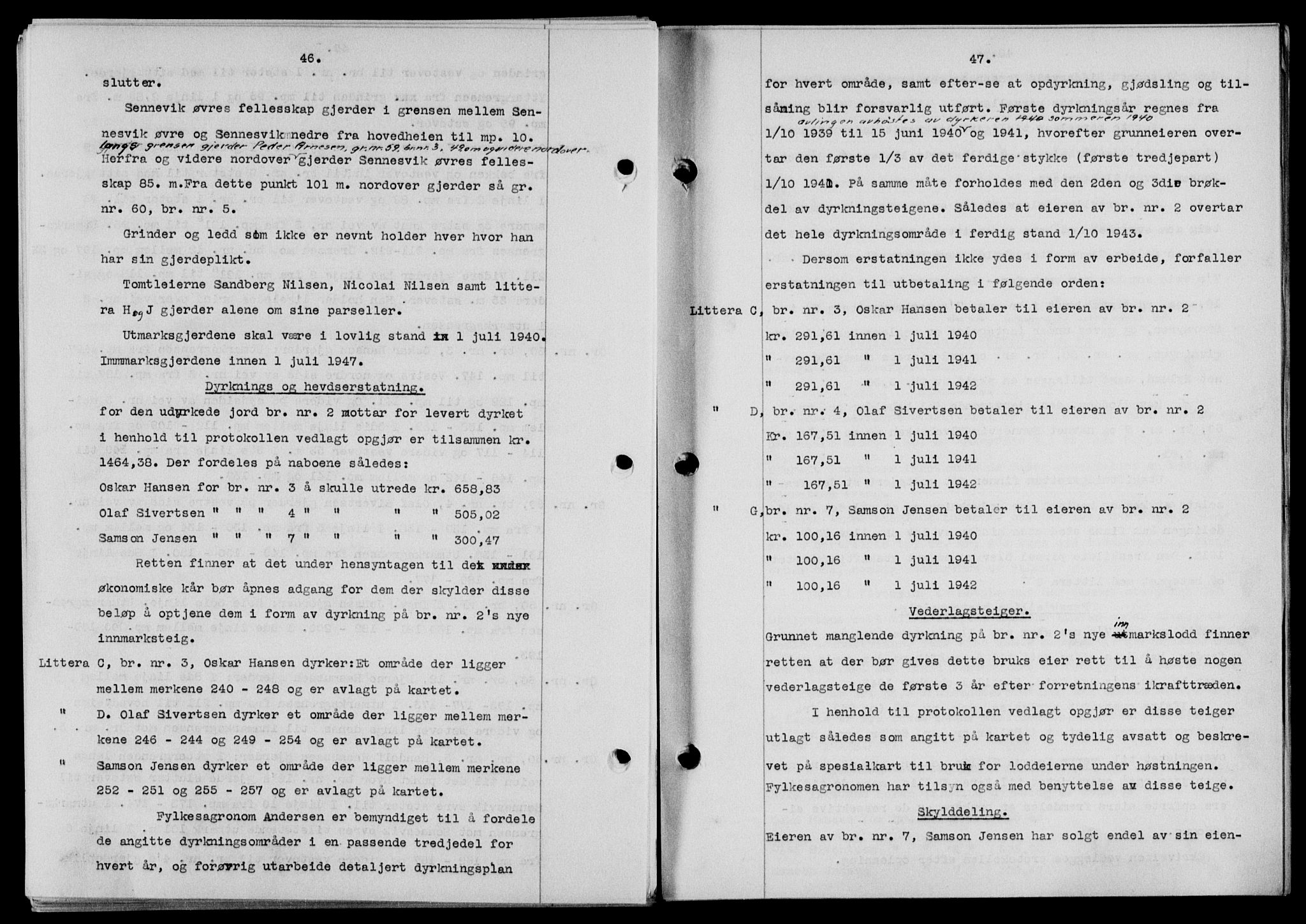 Lofoten sorenskriveri, SAT/A-0017/1/2/2C/L0007a: Mortgage book no. 7a, 1939-1940, Diary no: : 206/1940