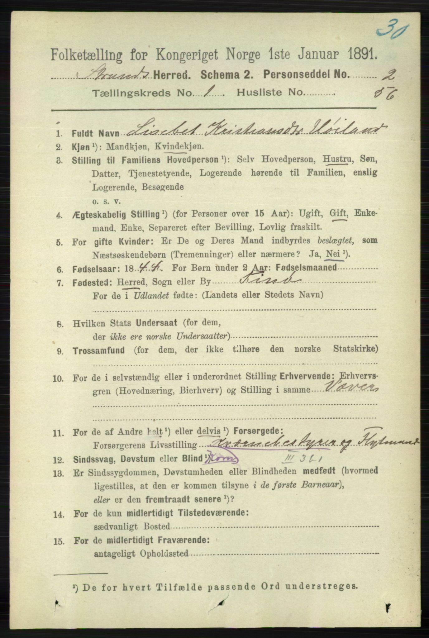 RA, 1891 census for 1130 Strand, 1891, p. 406