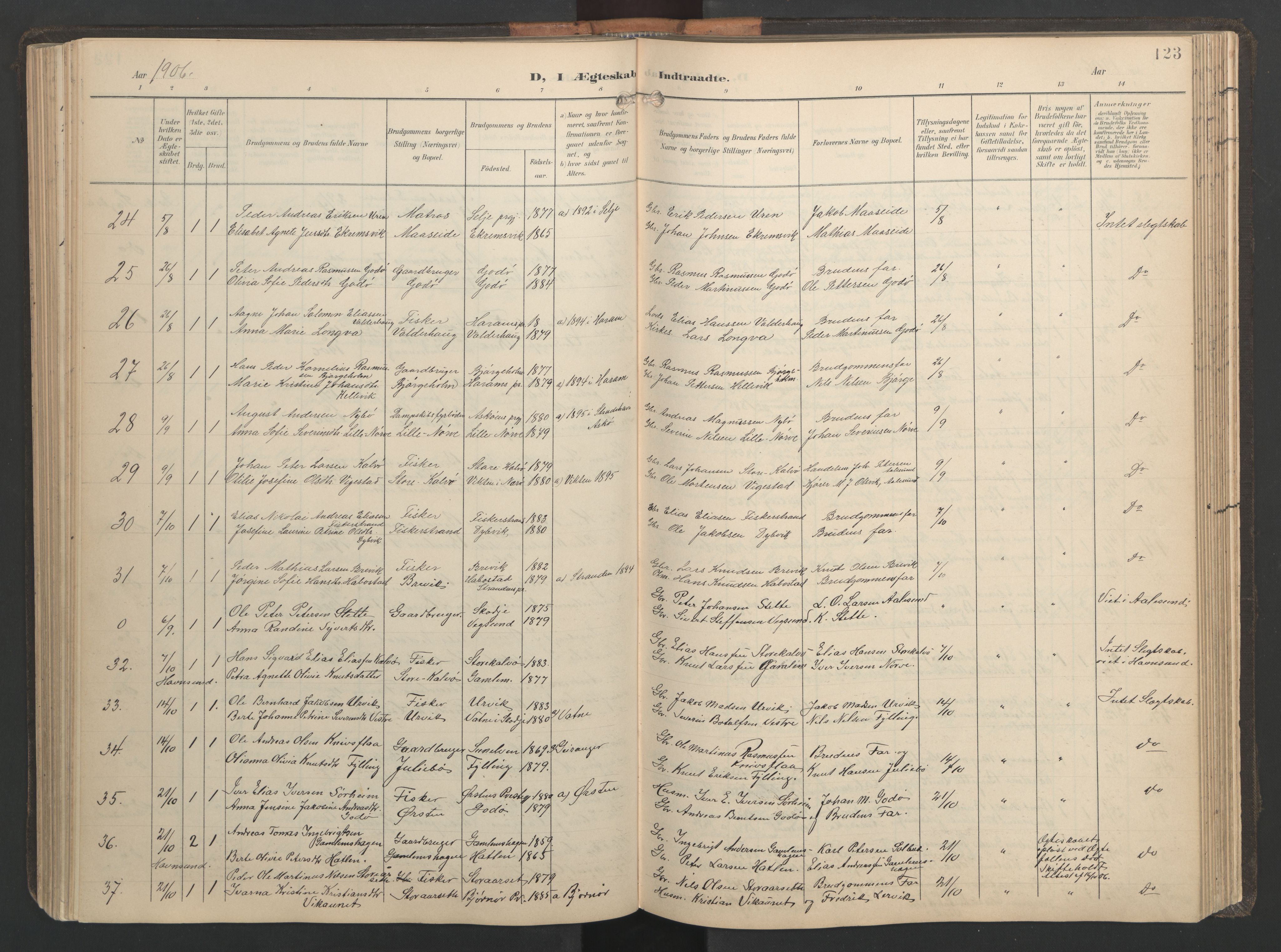 Ministerialprotokoller, klokkerbøker og fødselsregistre - Møre og Romsdal, AV/SAT-A-1454/528/L0433: Parish register (copy) no. 528C14, 1899-1922, p. 123