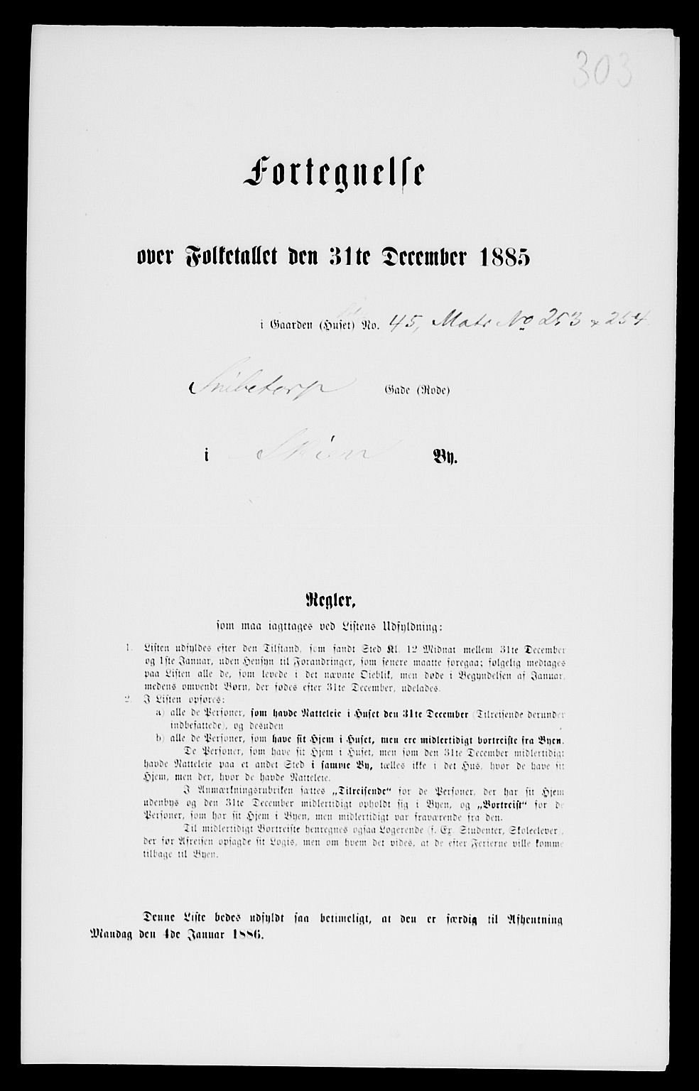 SAKO, 1885 census for 0806 Skien, 1885, p. 606