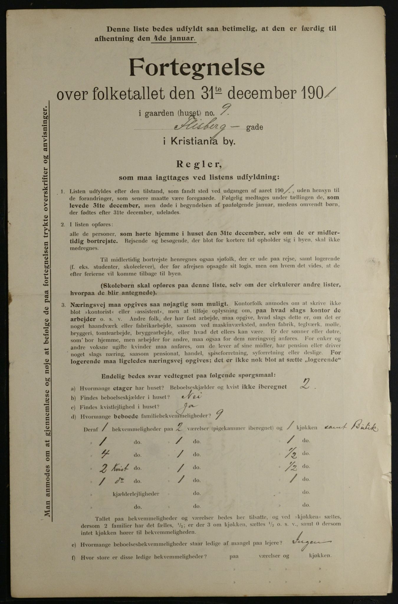 OBA, Municipal Census 1901 for Kristiania, 1901, p. 4014