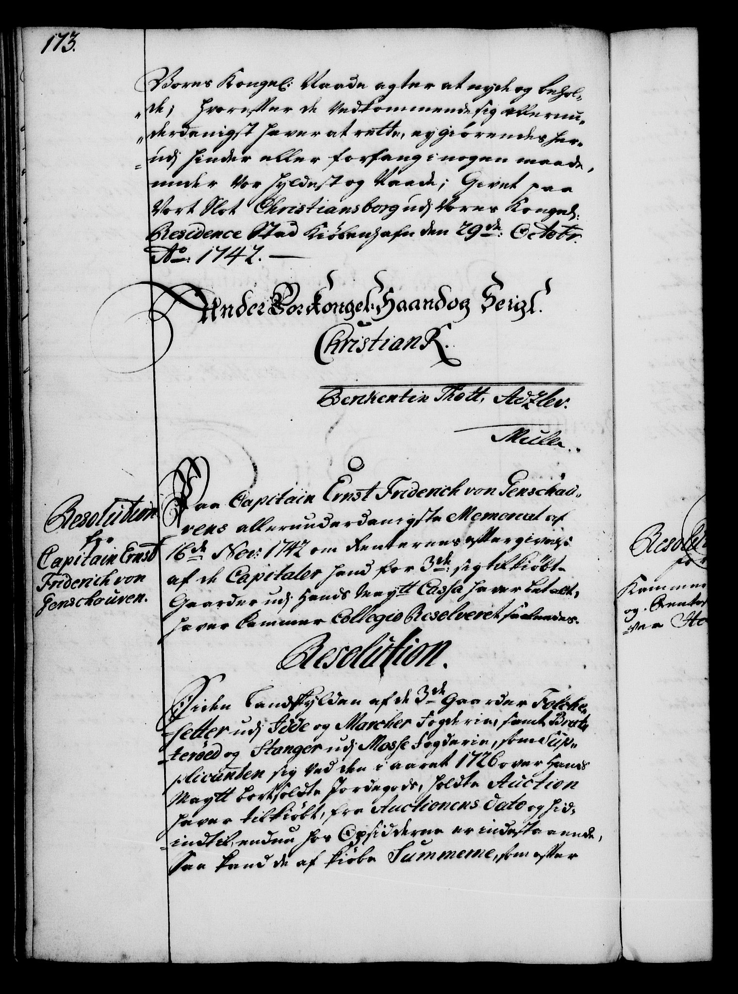 Rentekammeret, Kammerkanselliet, RA/EA-3111/G/Gg/Gga/L0005: Norsk ekspedisjonsprotokoll med register (merket RK 53.5), 1741-1749, p. 173
