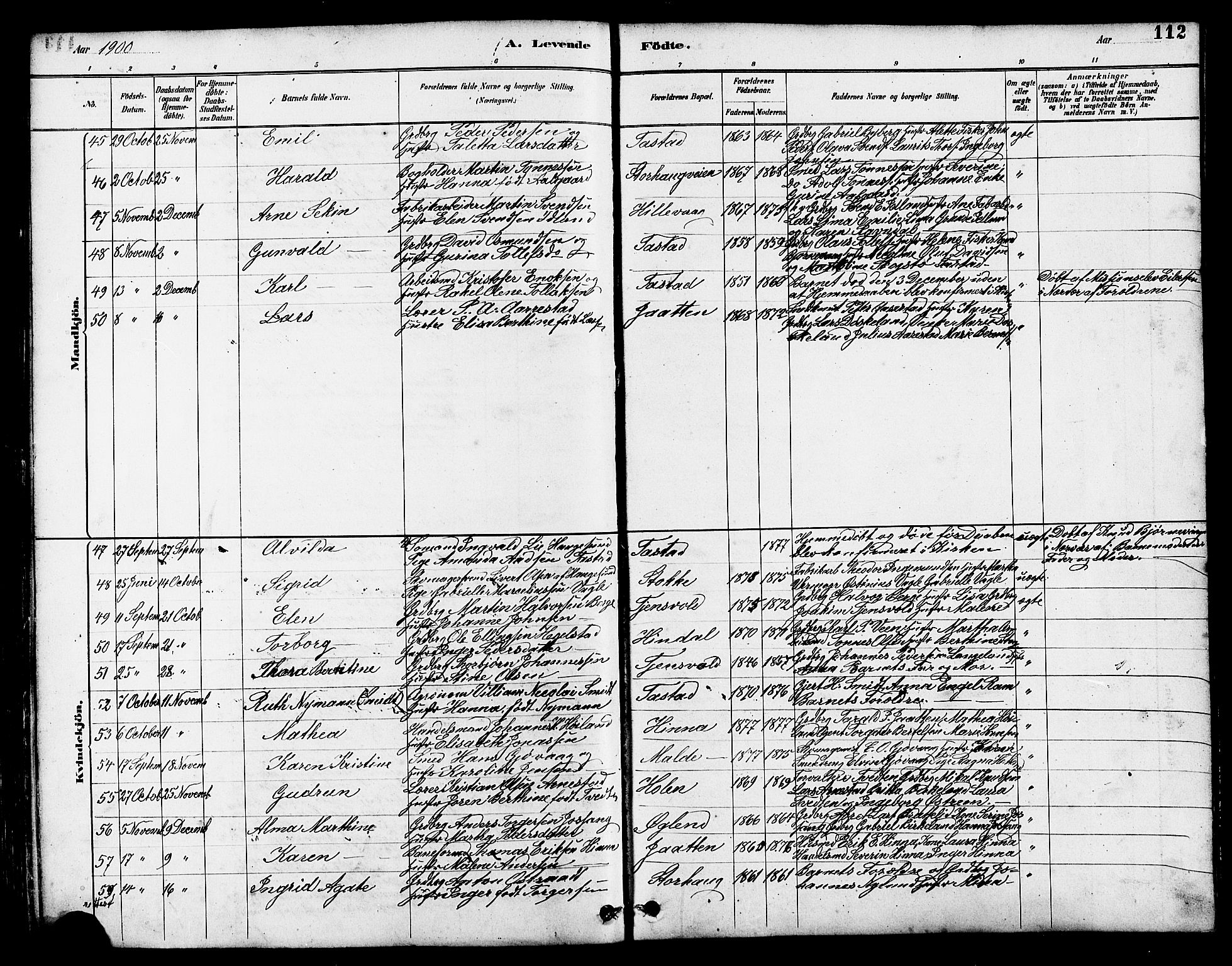 Hetland sokneprestkontor, AV/SAST-A-101826/30/30BB/L0005: Parish register (copy) no. B 5, 1878-1910, p. 112