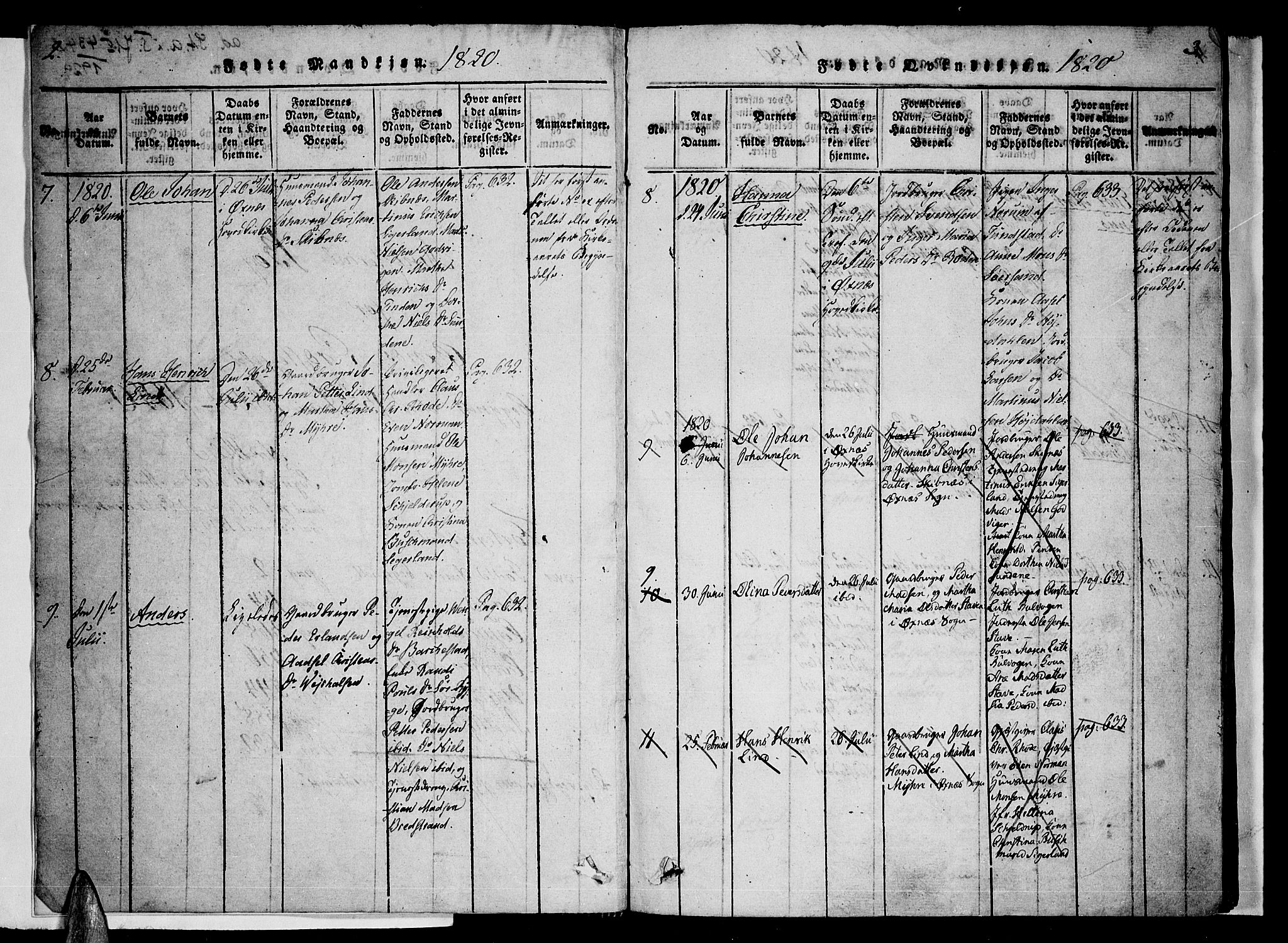 Ministerialprotokoller, klokkerbøker og fødselsregistre - Nordland, AV/SAT-A-1459/893/L1331: Parish register (official) no. 893A04, 1820-1840, p. 2-3