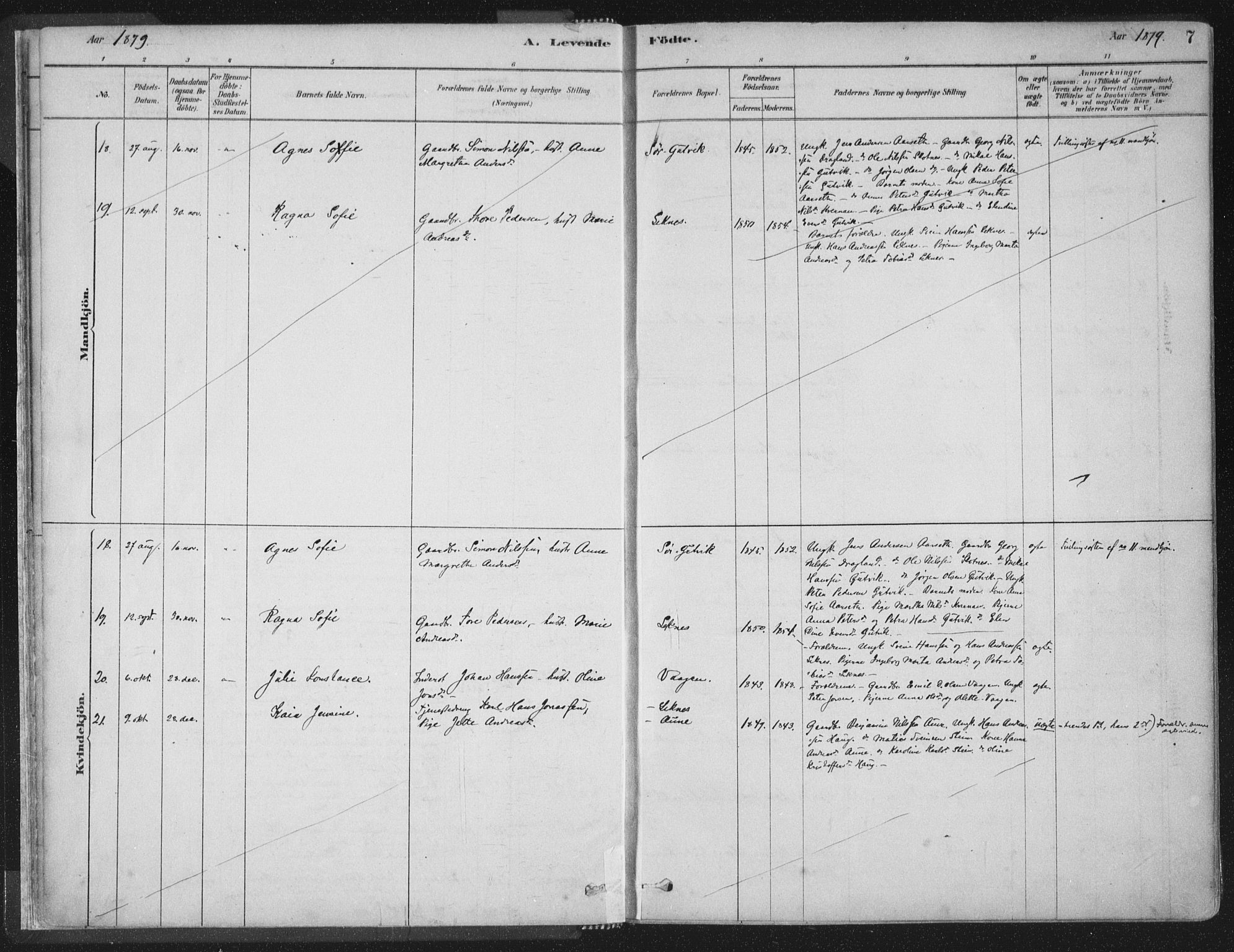 Ministerialprotokoller, klokkerbøker og fødselsregistre - Nord-Trøndelag, SAT/A-1458/788/L0697: Parish register (official) no. 788A04, 1878-1902, p. 7