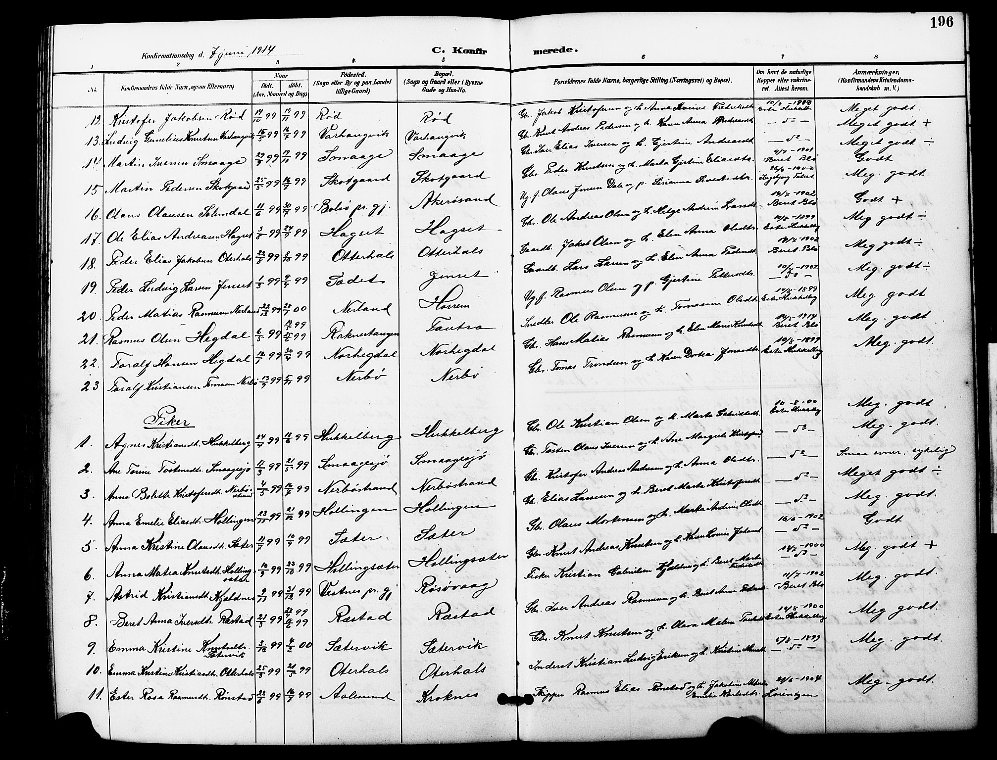 Ministerialprotokoller, klokkerbøker og fødselsregistre - Møre og Romsdal, AV/SAT-A-1454/560/L0725: Parish register (copy) no. 560C02, 1895-1930, p. 196