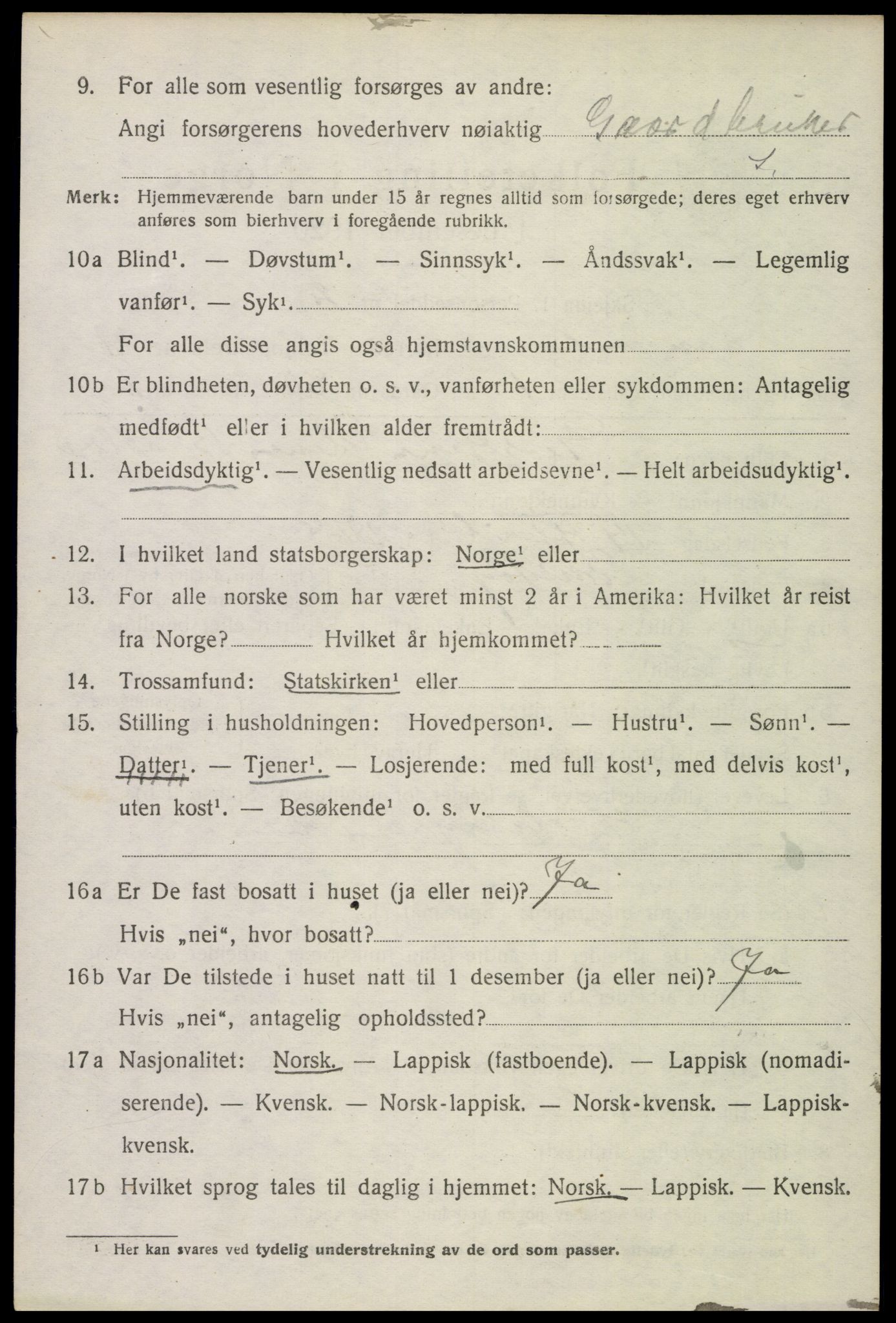 SAT, 1920 census for Langenes, 1920, p. 1519