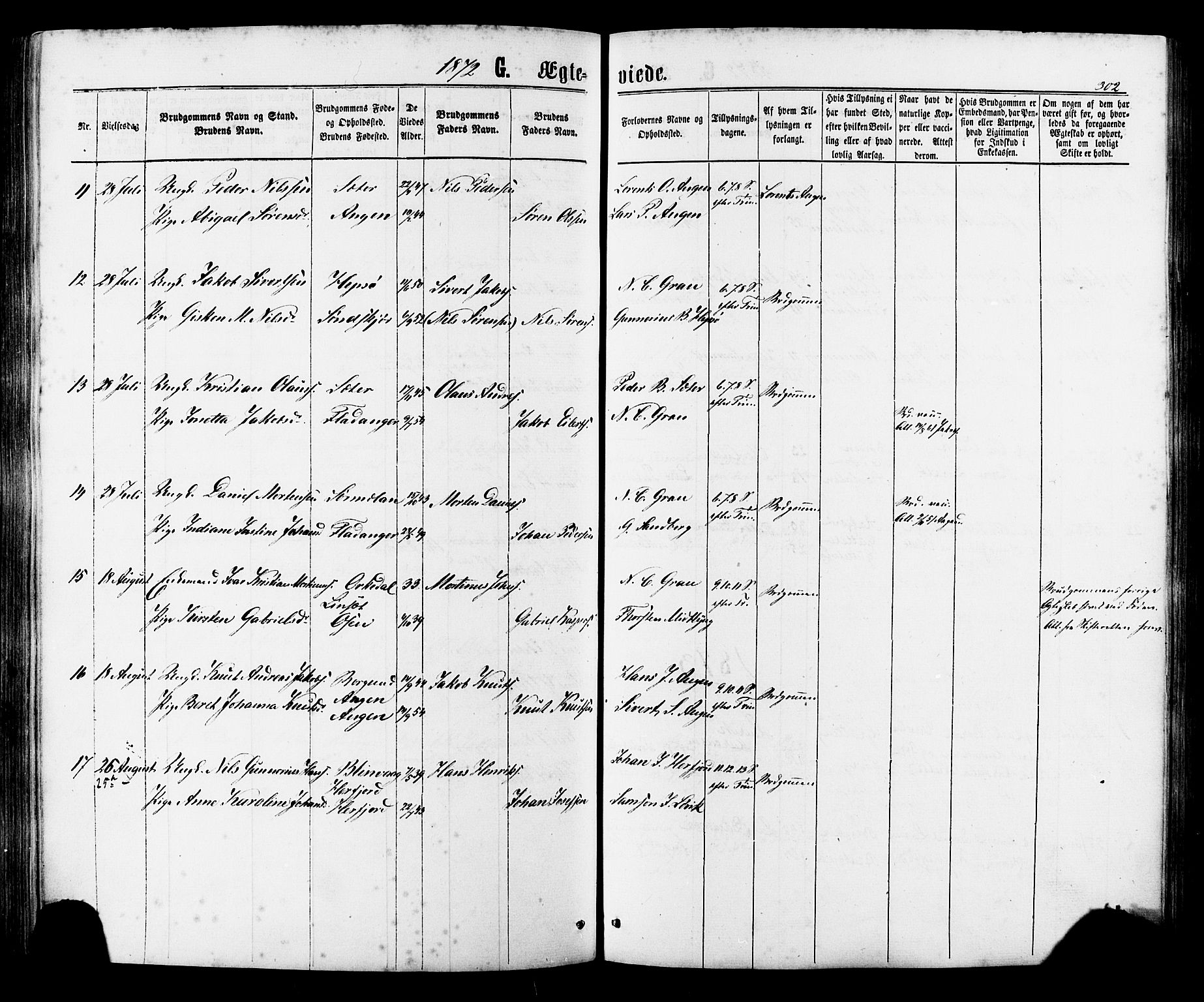 Ministerialprotokoller, klokkerbøker og fødselsregistre - Sør-Trøndelag, SAT/A-1456/657/L0706: Parish register (official) no. 657A07, 1867-1878, p. 302