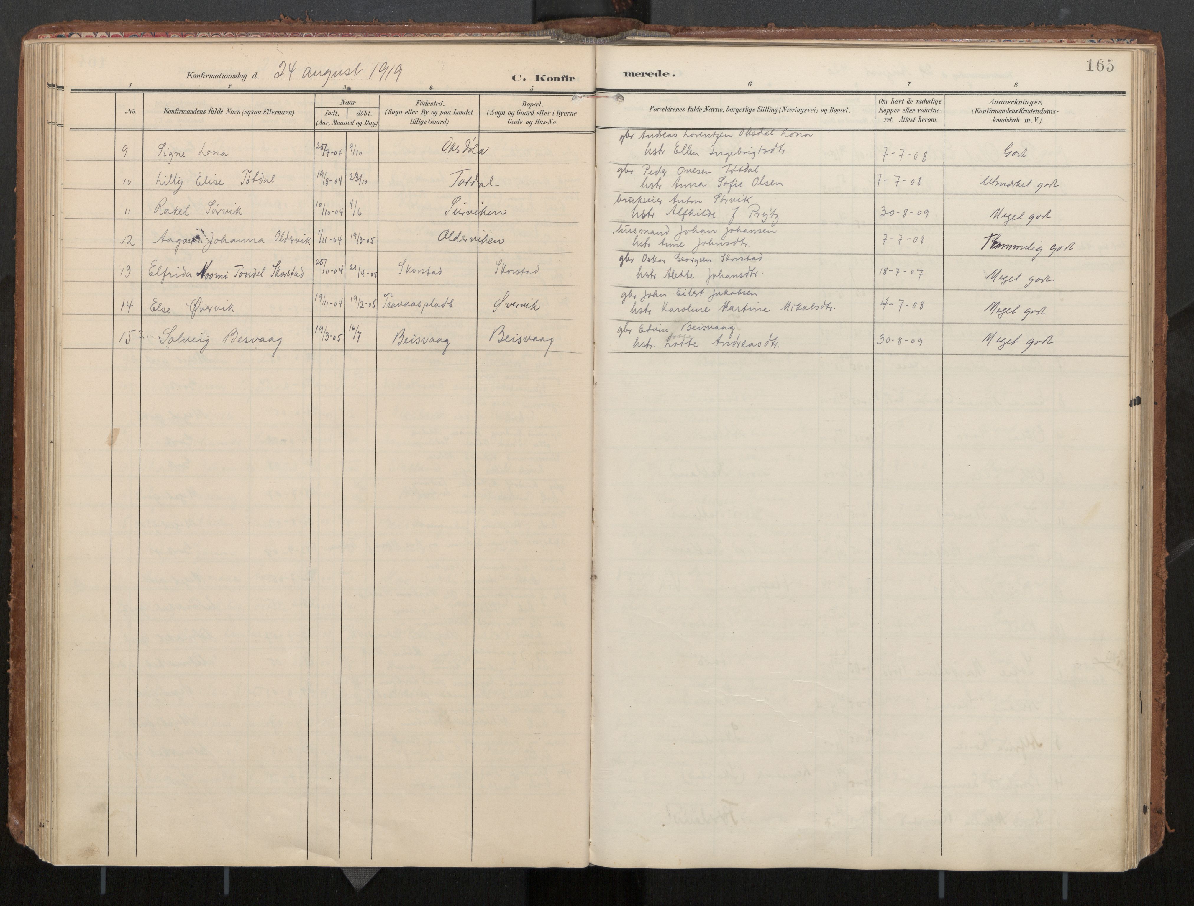 Ministerialprotokoller, klokkerbøker og fødselsregistre - Nord-Trøndelag, SAT/A-1458/774/L0629: Parish register (official), 1904-1926, p. 165