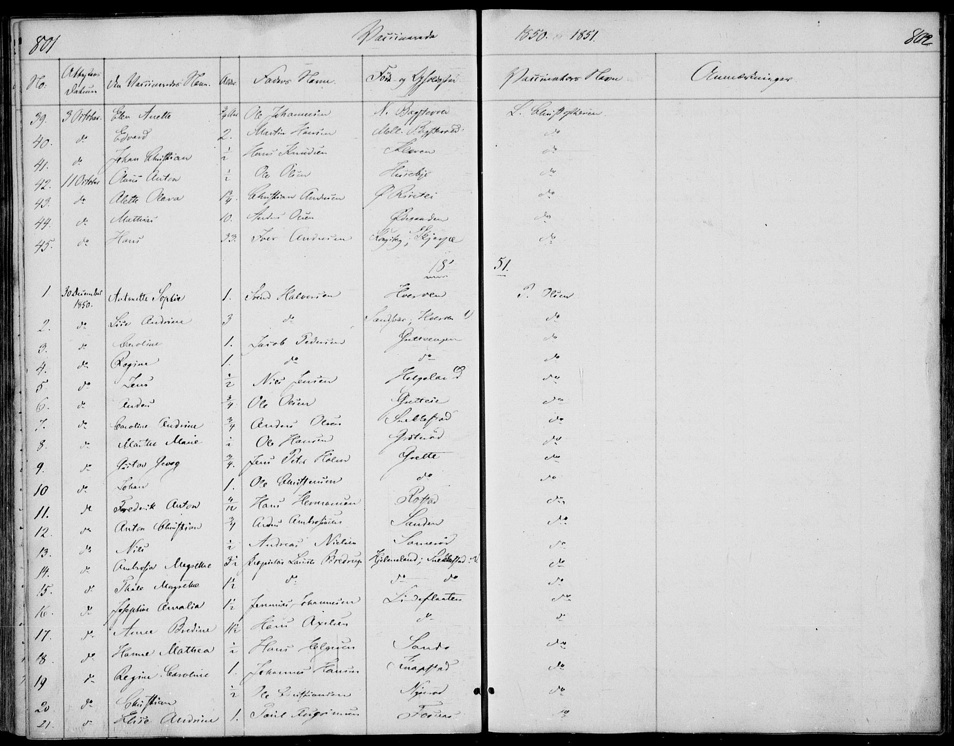 Våle kirkebøker, SAKO/A-334/F/Fa/L0009b: Parish register (official) no. I 9B, 1841-1860, p. 801-802