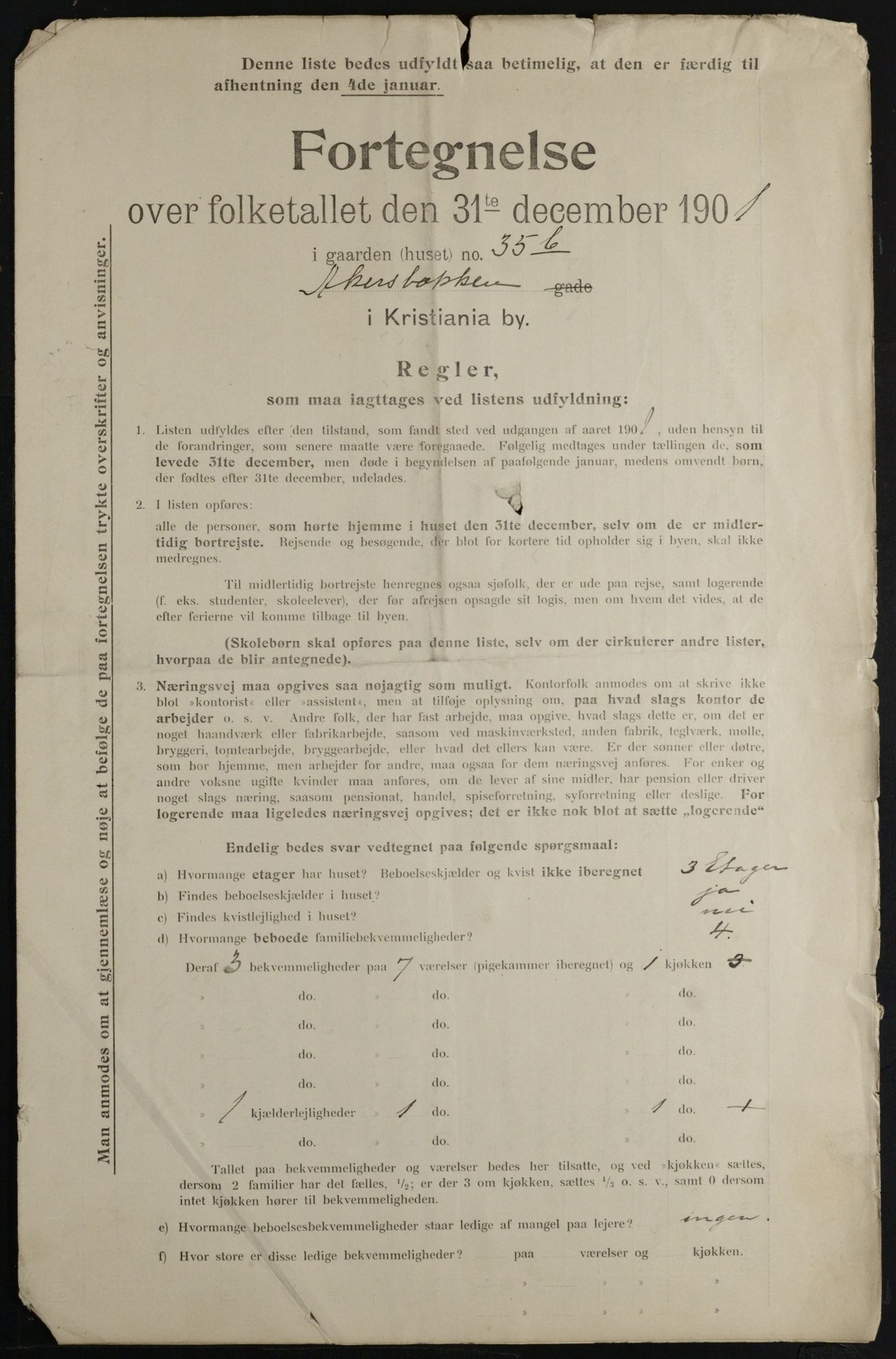 OBA, Municipal Census 1901 for Kristiania, 1901, p. 39