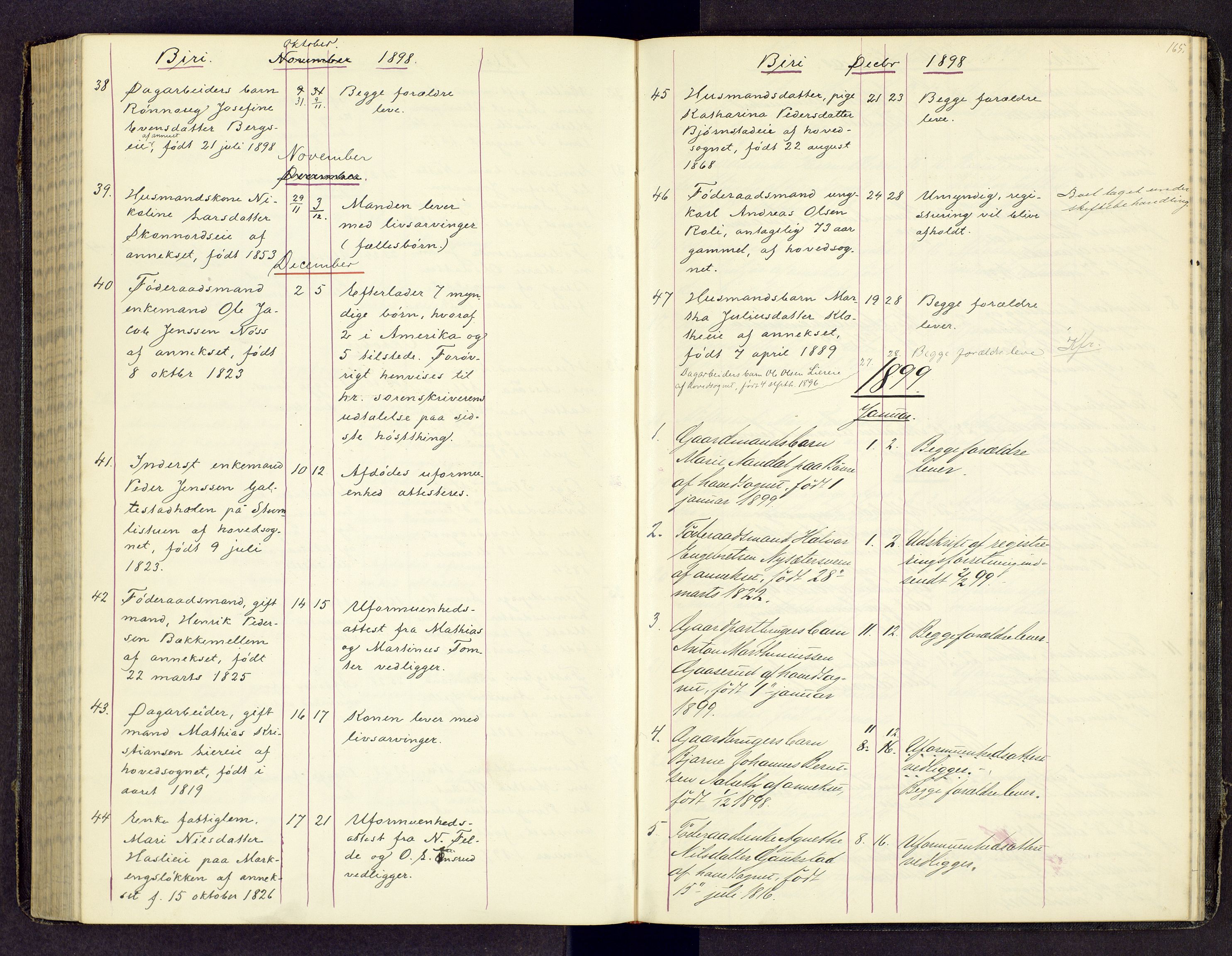 Toten tingrett, SAH/TING-006/J/Jl/L0003: Dødsfallsjournal, 1893-1908, p. 164b-165a