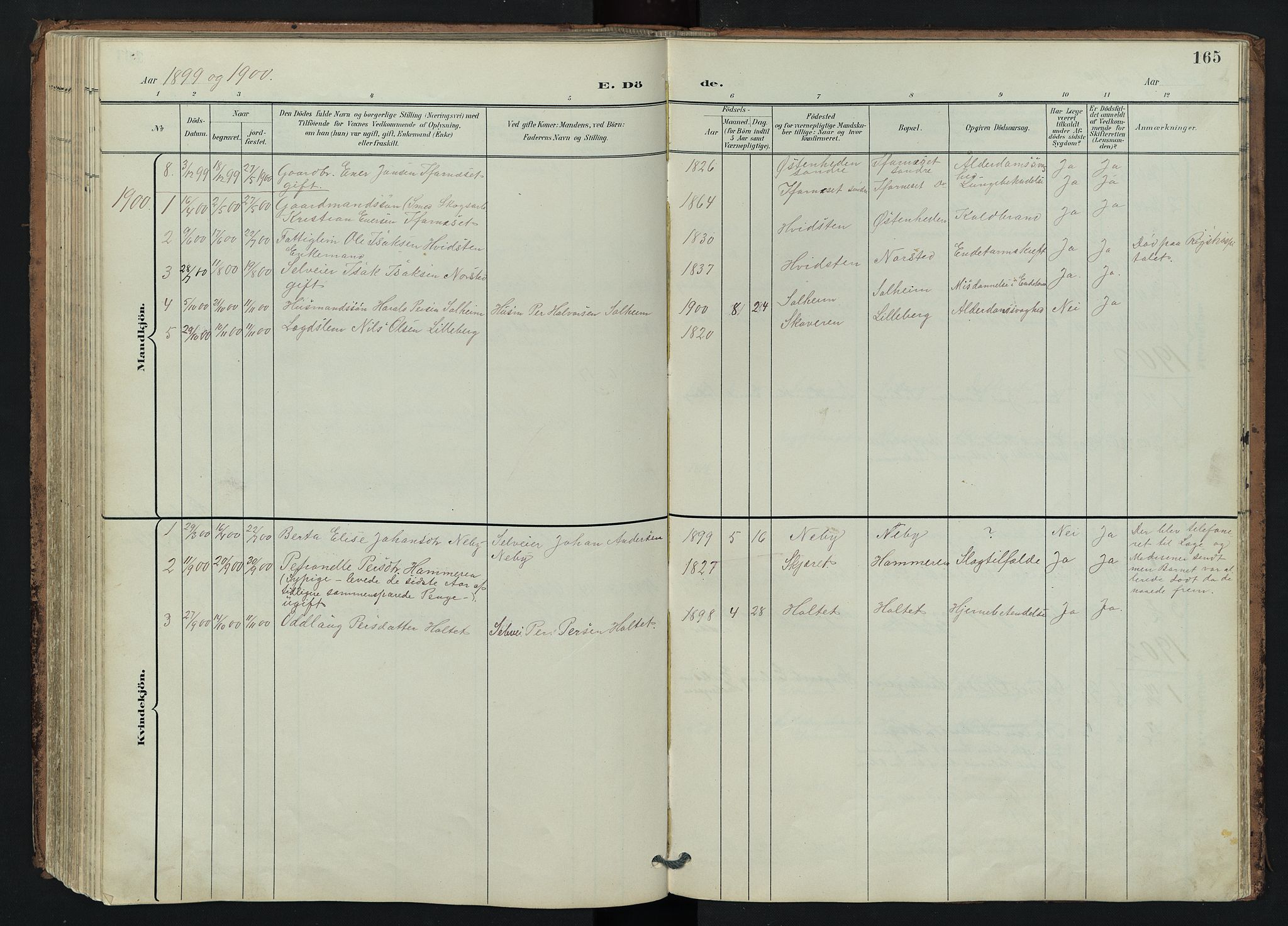 Trysil prestekontor, SAH/PREST-046/H/Ha/Hab/L0007: Parish register (copy) no. 7, 1896-1948, p. 165