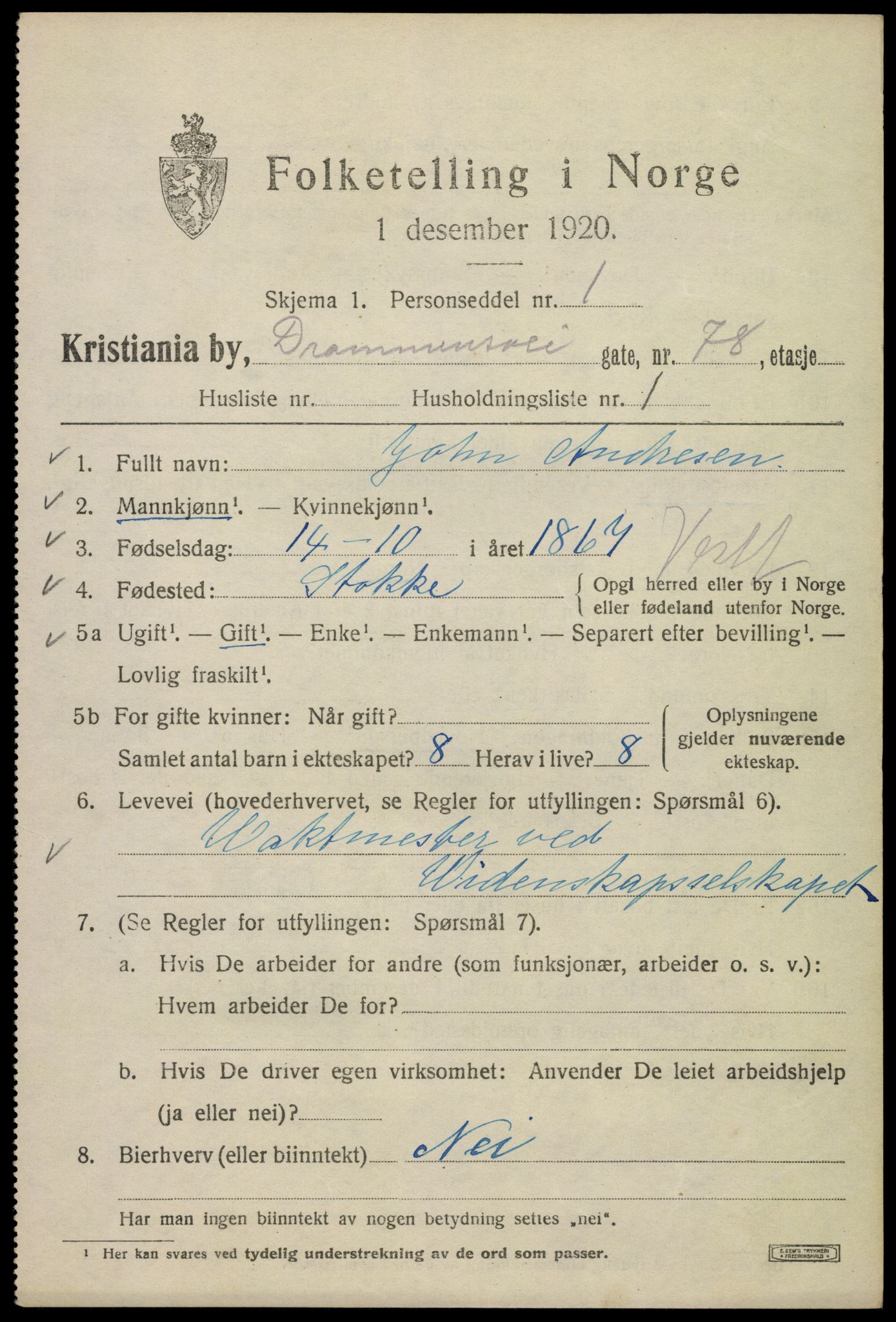 SAO, 1920 census for Kristiania, 1920, p. 202477