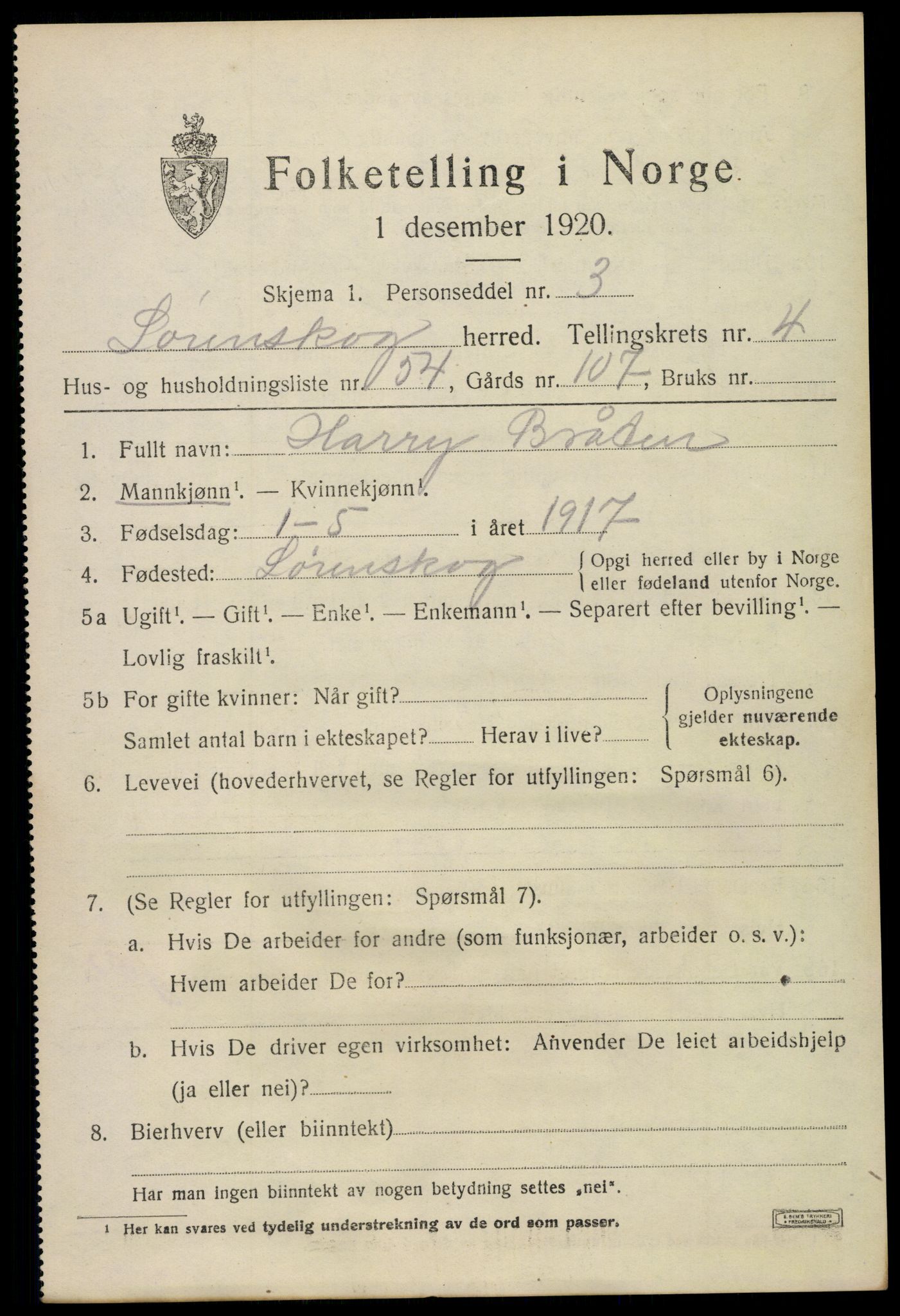 SAO, 1920 census for Lørenskog, 1920, p. 4185