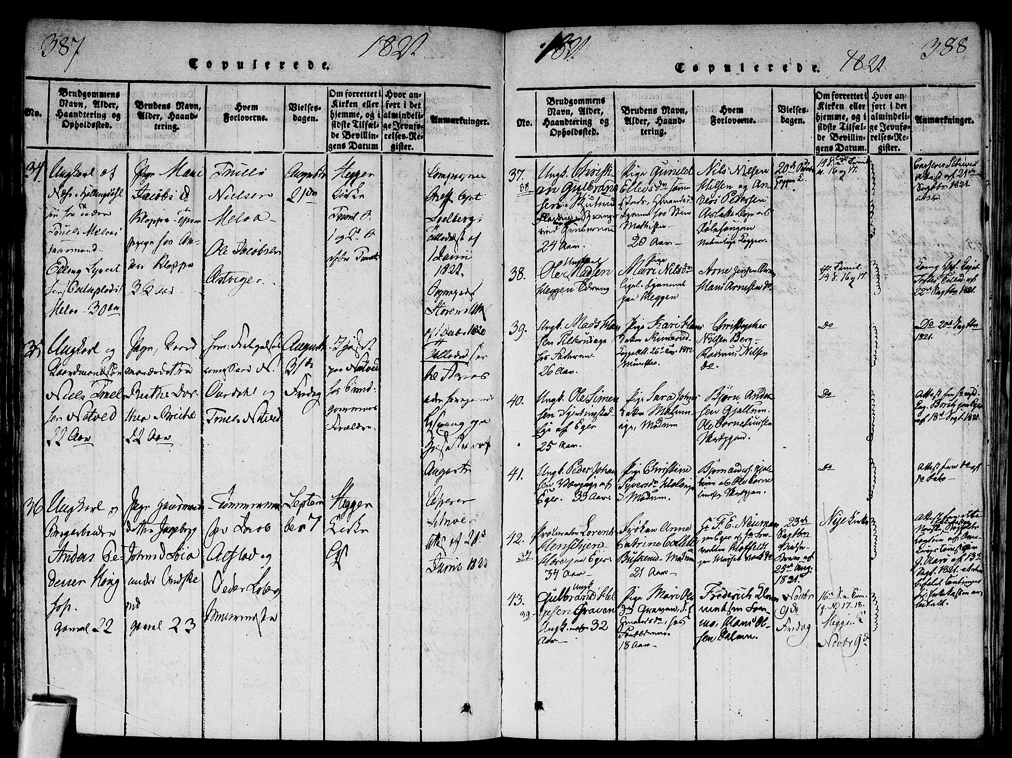 Modum kirkebøker, AV/SAKO-A-234/F/Fa/L0004: Parish register (official) no. 4, 1818-1824, p. 387-388