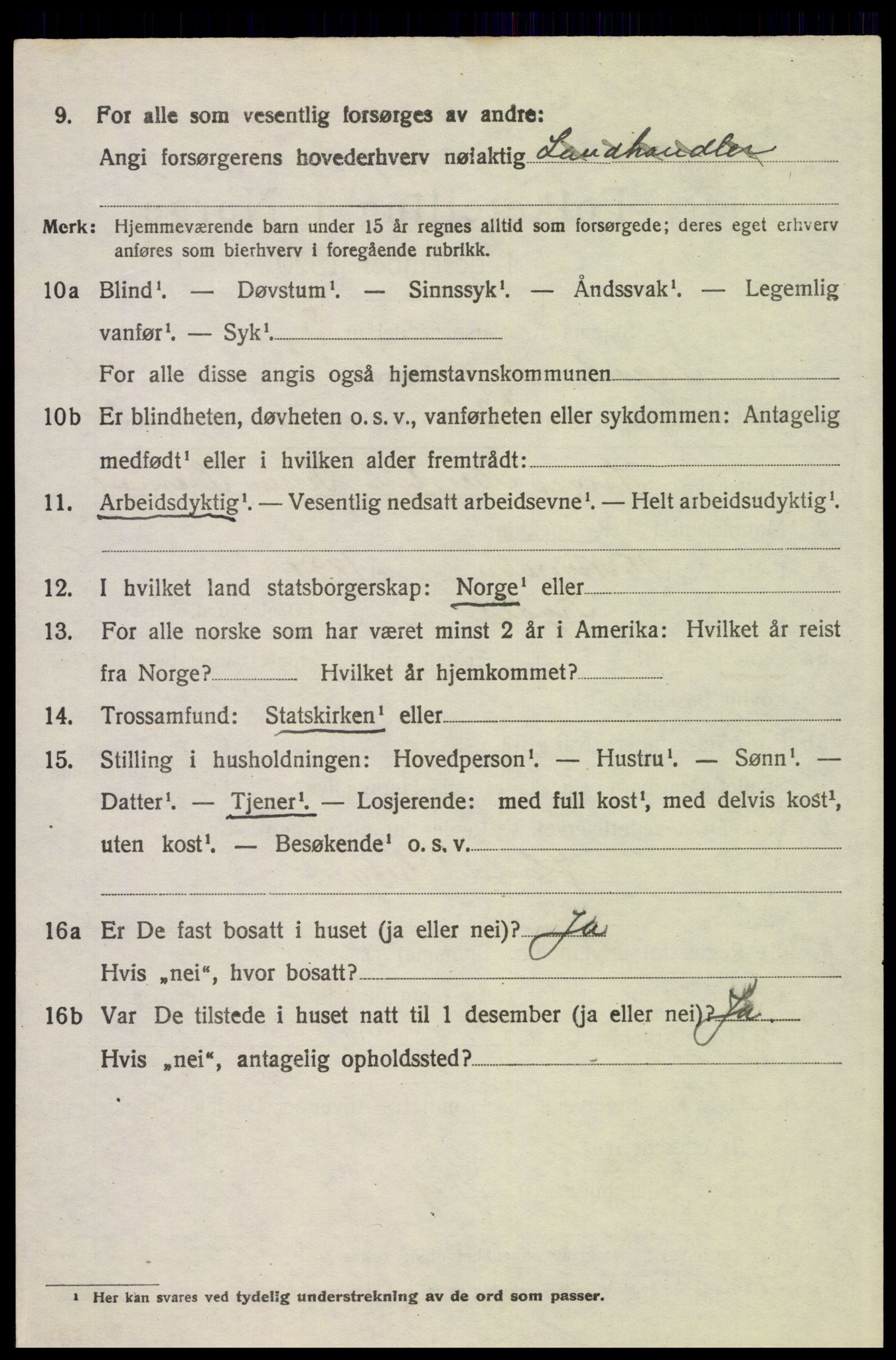 SAH, 1920 census for Trysil, 1920, p. 15502