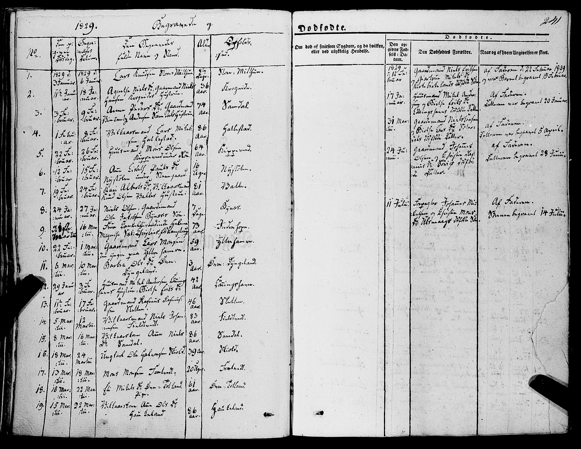 Fana Sokneprestembete, SAB/A-75101/H/Haa/Haaa/L0008: Parish register (official) no. A 8, 1829-1851, p. 241