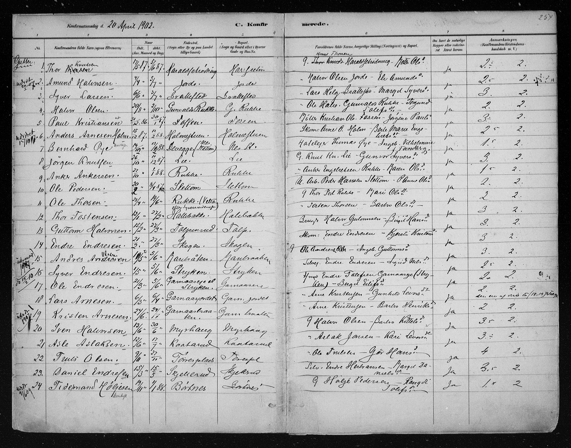 Nes kirkebøker, AV/SAKO-A-236/F/Fa/L0011: Parish register (official) no. 11, 1881-1912, p. 254