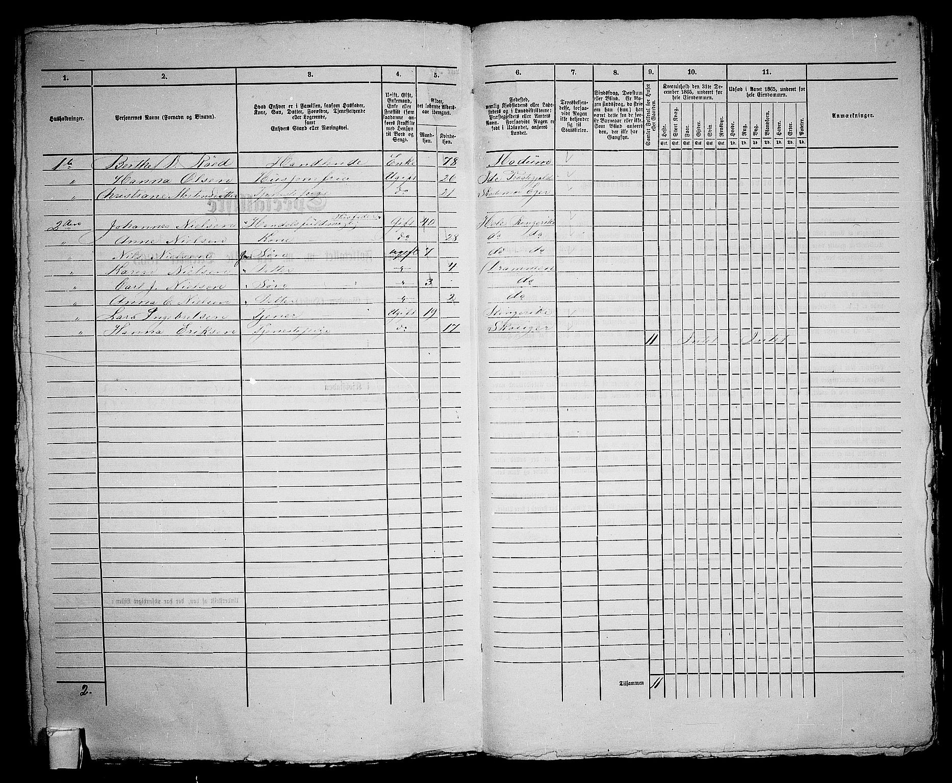RA, 1865 census for Bragernes in Drammen, 1865, p. 585
