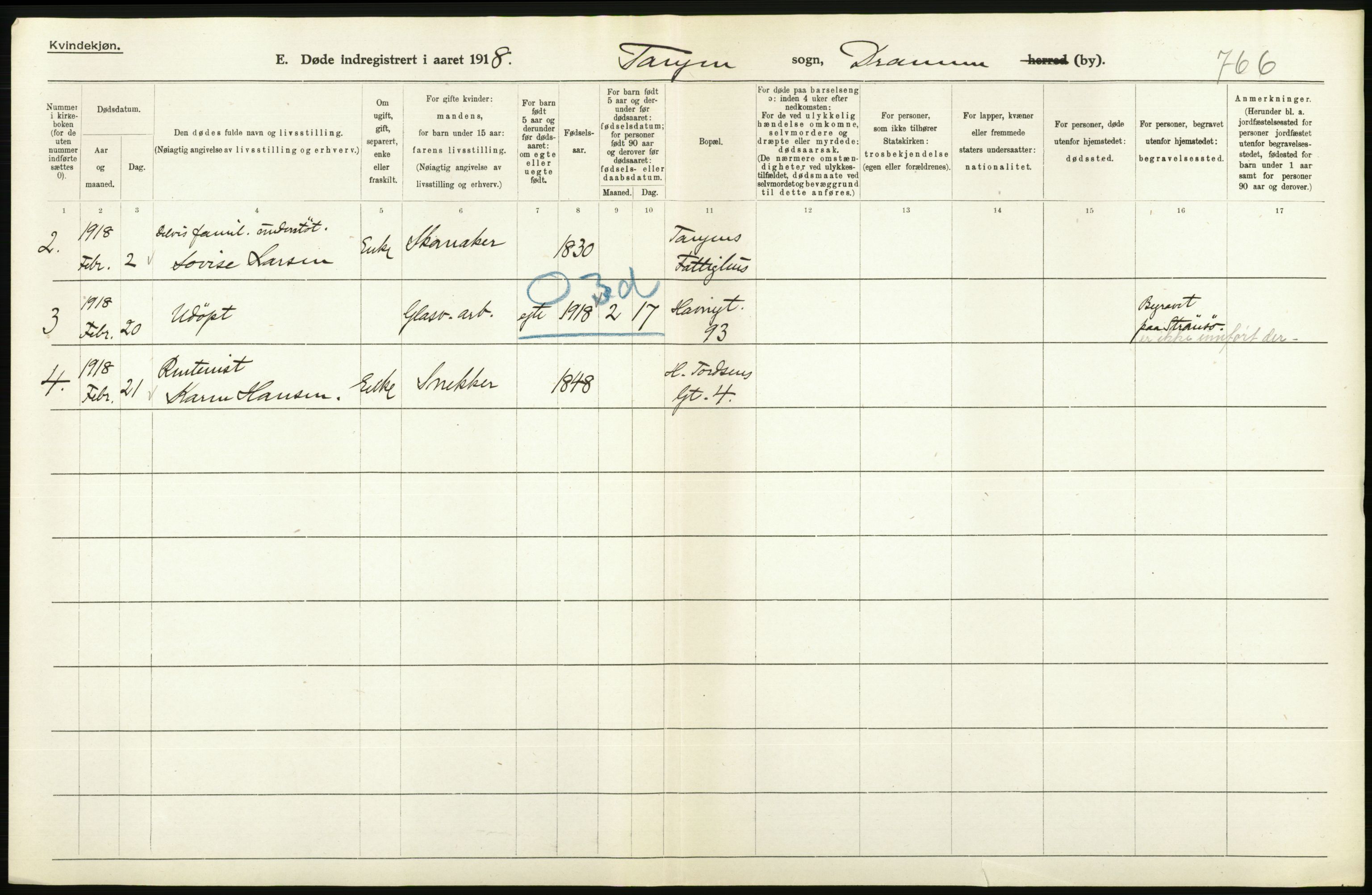 Statistisk sentralbyrå, Sosiodemografiske emner, Befolkning, AV/RA-S-2228/D/Df/Dfb/Dfbh/L0020: Buskerud fylke: Døde. Bygder og byer., 1918, p. 580