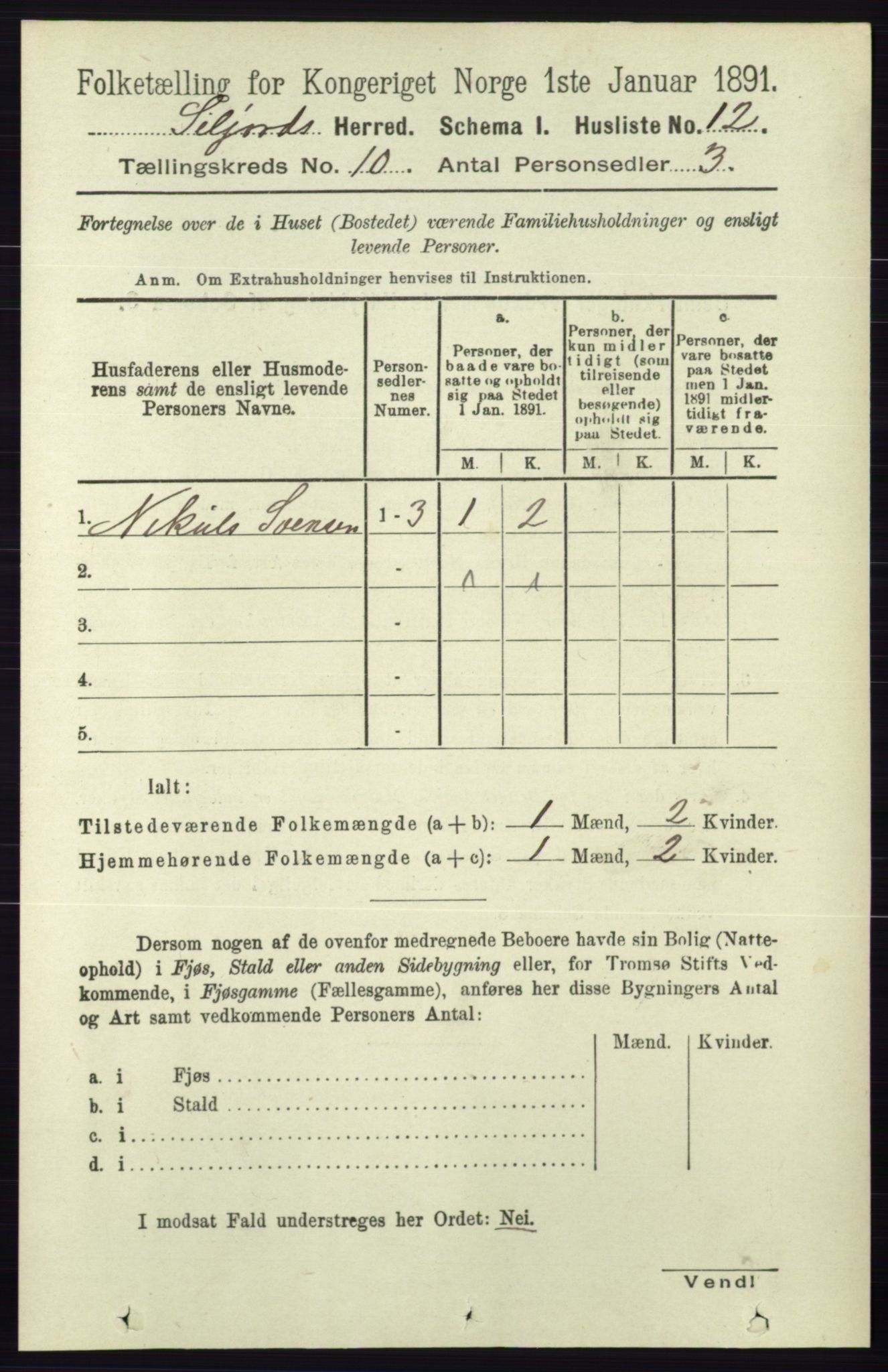 RA, 1891 census for 0828 Seljord, 1891, p. 3415