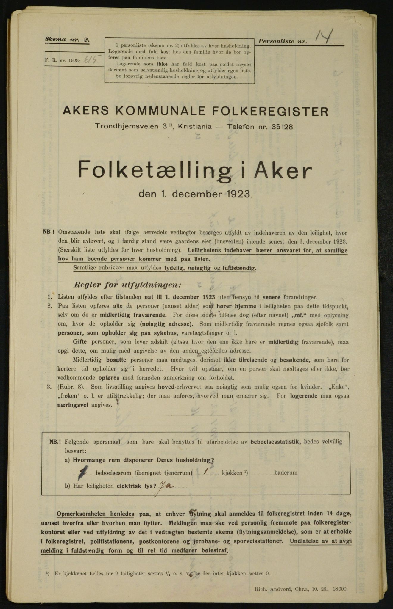 , Municipal Census 1923 for Aker, 1923, p. 26864