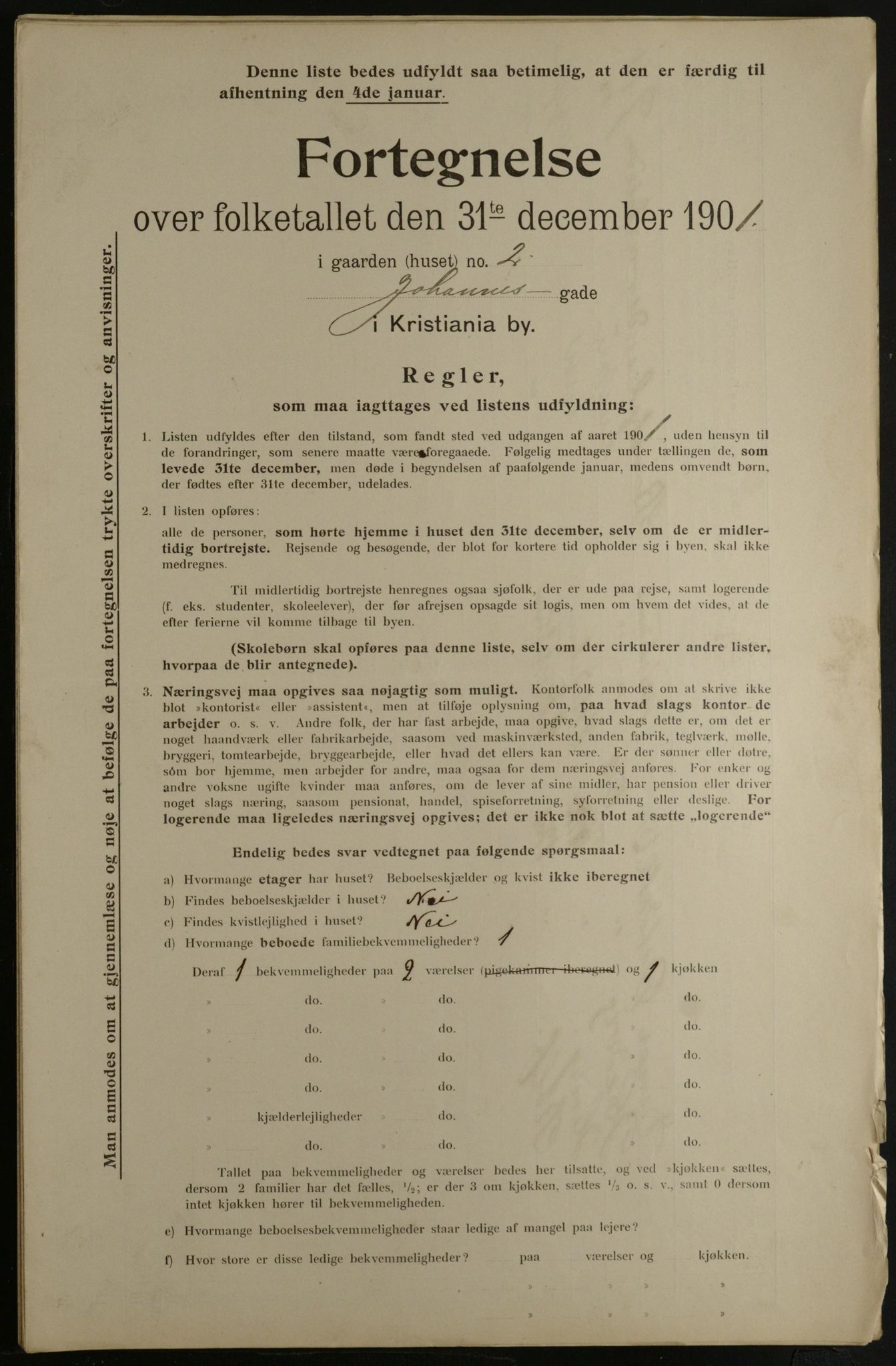 OBA, Municipal Census 1901 for Kristiania, 1901, p. 7330