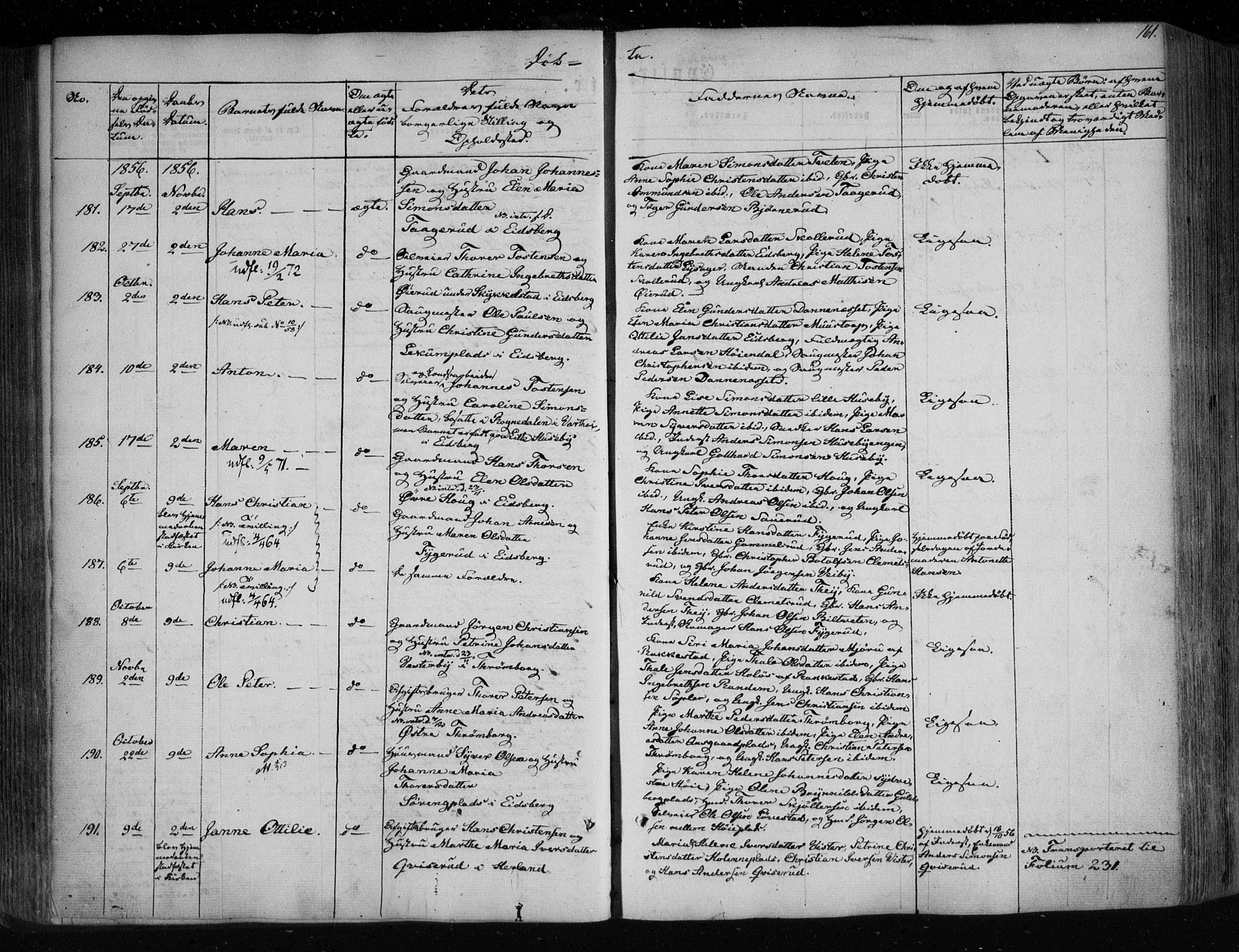 Eidsberg prestekontor Kirkebøker, AV/SAO-A-10905/F/Fa/L0009: Parish register (official) no. I 9, 1849-1856, p. 161