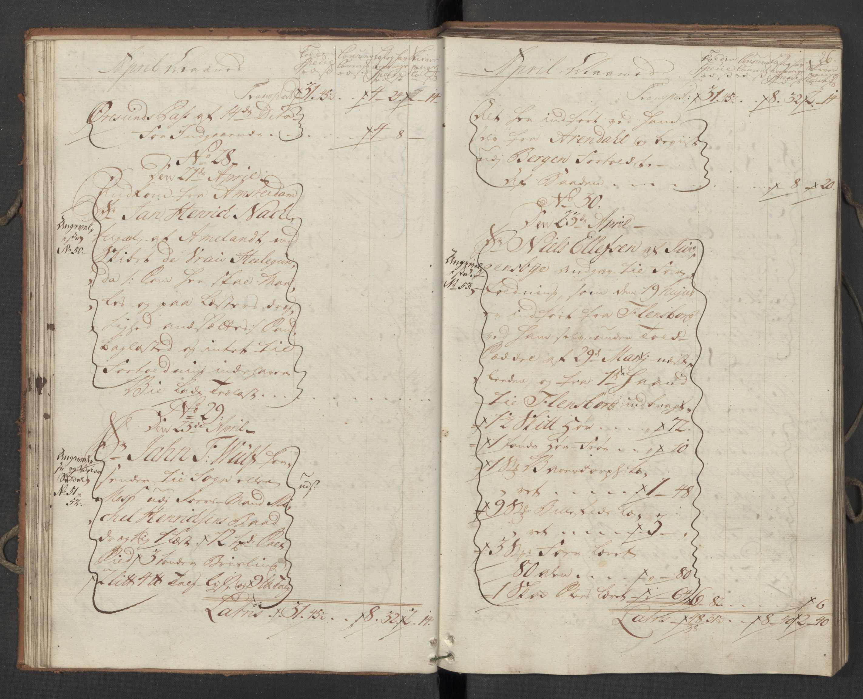 Generaltollkammeret, tollregnskaper, AV/RA-EA-5490/R09/L0033/0001: Tollregnskaper Holmestrand / Inngående hovedtollbok, 1762, p. 25b-26a