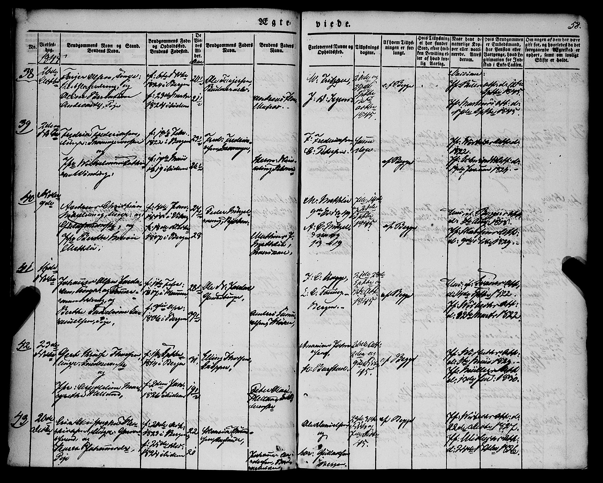 Nykirken Sokneprestembete, AV/SAB-A-77101/H/Haa/L0031: Parish register (official) no. D 1, 1834-1861, p. 58