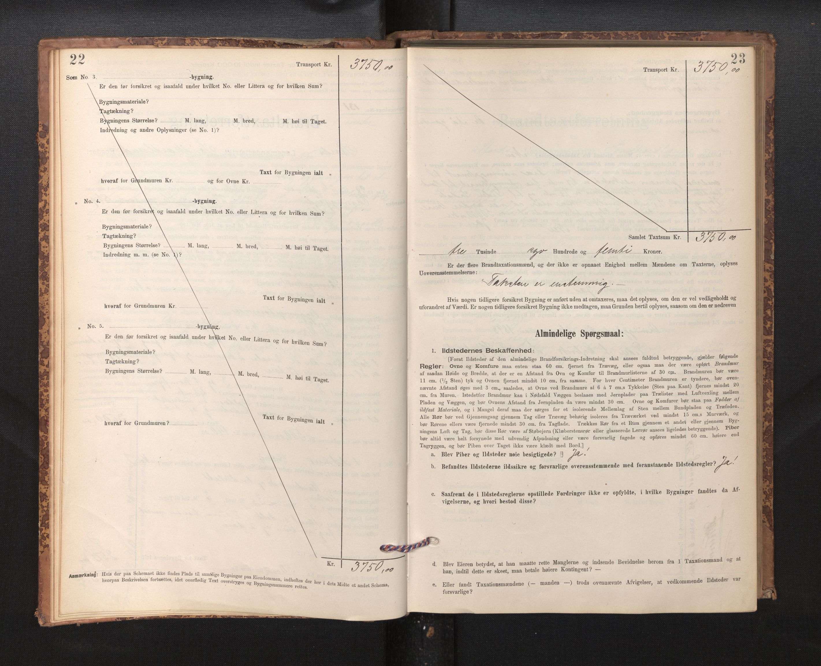 Lensmannen i Stord, SAB/A-35001/0012/L0002: Branntakstprotokoll, skjematakst, 1897-1922, p. 22-23