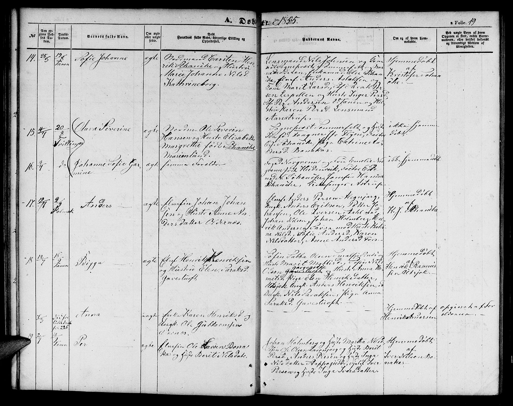 Tana sokneprestkontor, SATØ/S-1334/H/Hb/L0001klokker: Parish register (copy) no. 1 /1, 1853-1867, p. 19