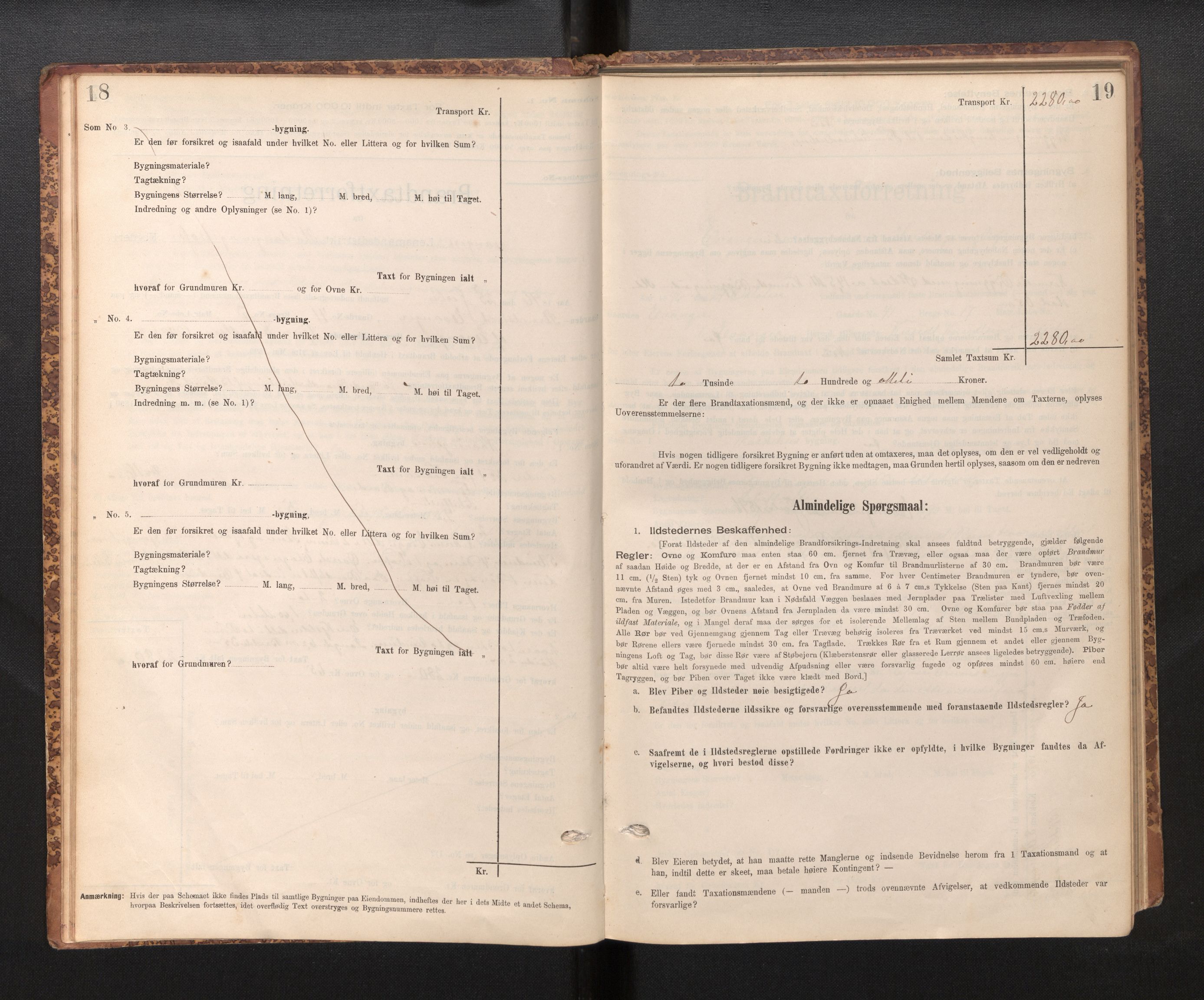 Lensmannen i Evanger, SAB/A-31701/0012/L0005: Branntakstprotokoll, skjematakst, 1895-1935, p. 18-19