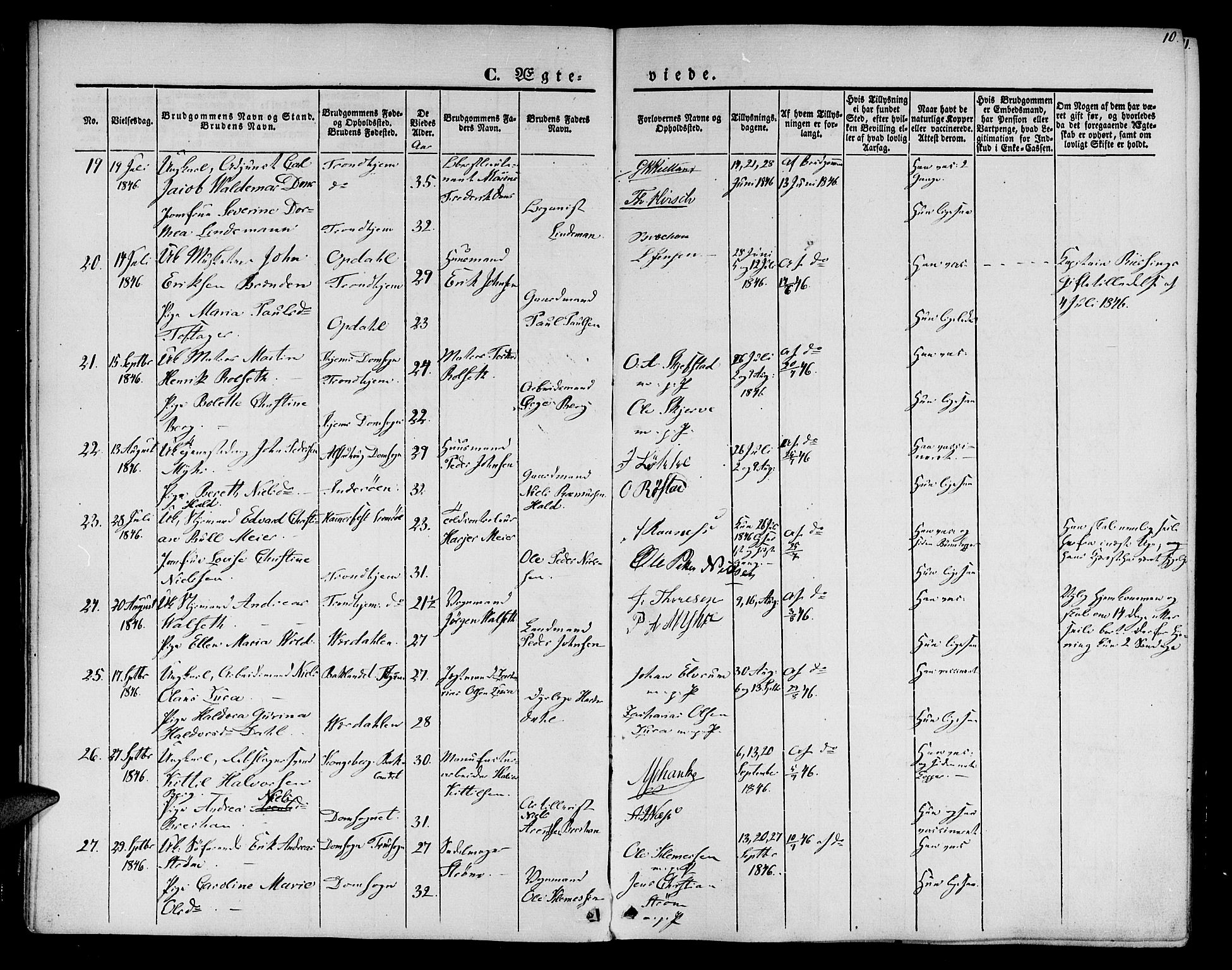 Ministerialprotokoller, klokkerbøker og fødselsregistre - Sør-Trøndelag, SAT/A-1456/602/L0111: Parish register (official) no. 602A09, 1844-1867, p. 10