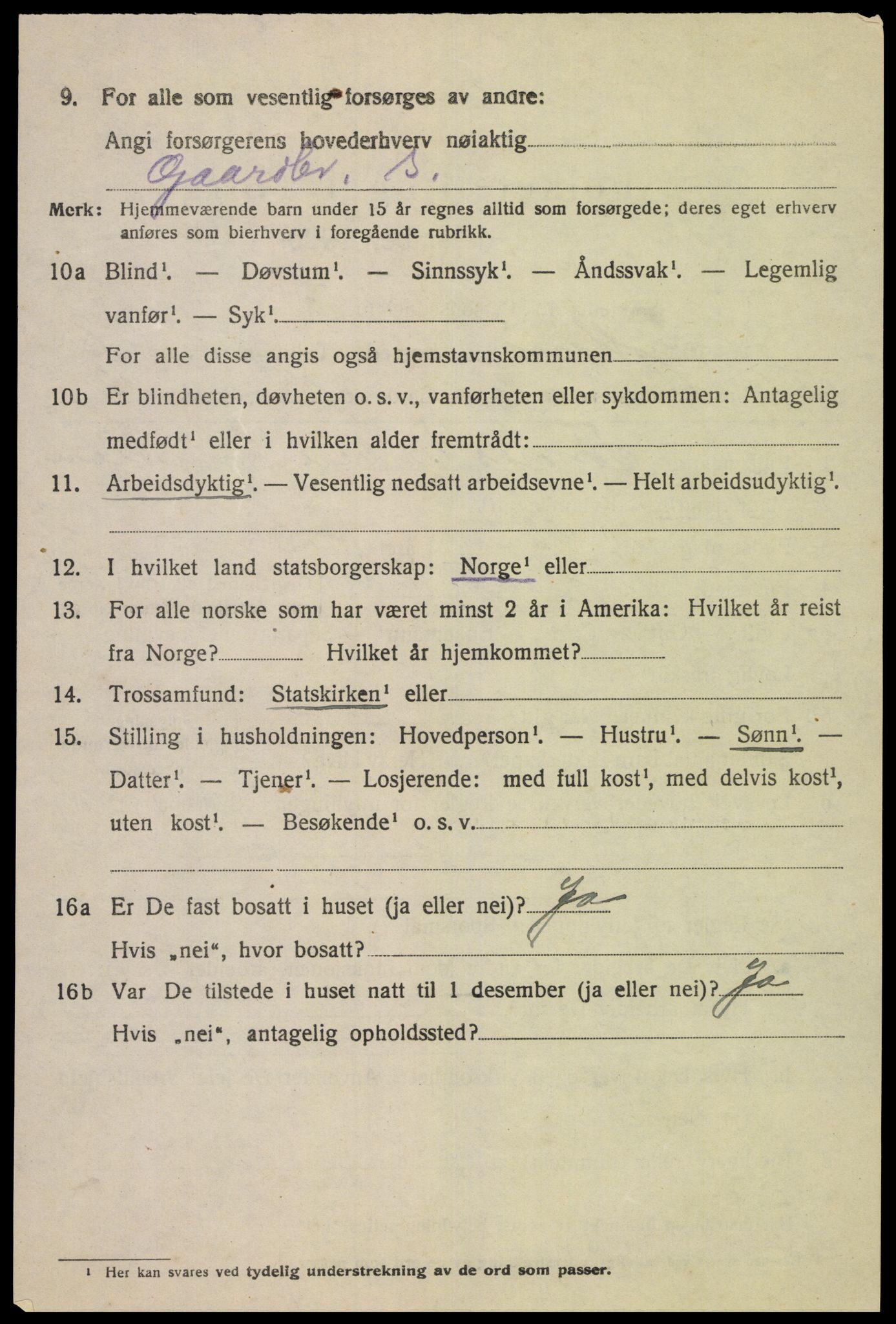 SAK, 1920 census for Fjotland, 1920, p. 2015