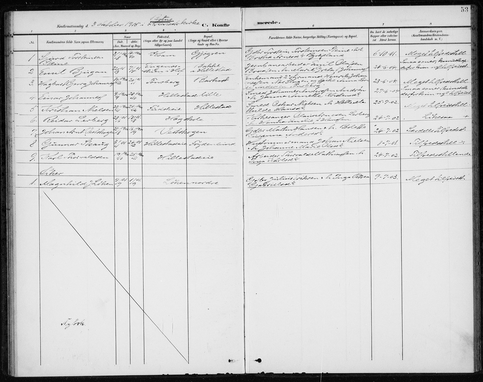 Botne kirkebøker, SAKO/A-340/F/Fb/L0002: Parish register (official) no. II 2, 1902-1915, p. 53