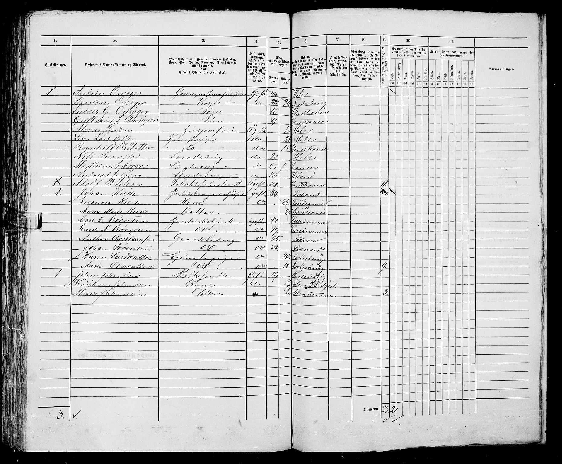 RA, 1865 census for Kristiania, 1865, p. 953