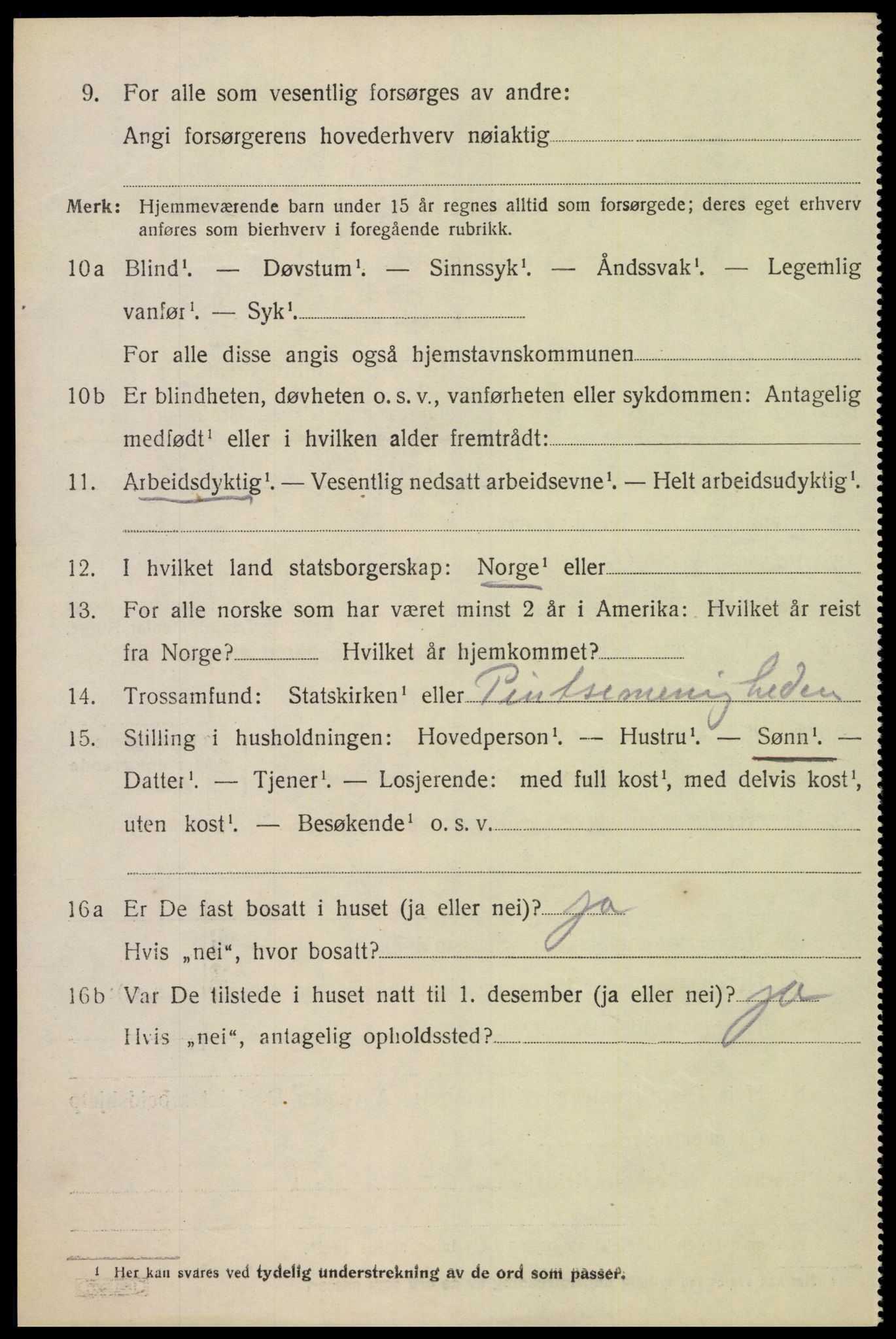 SAK, 1920 census for Oddernes, 1920, p. 10340