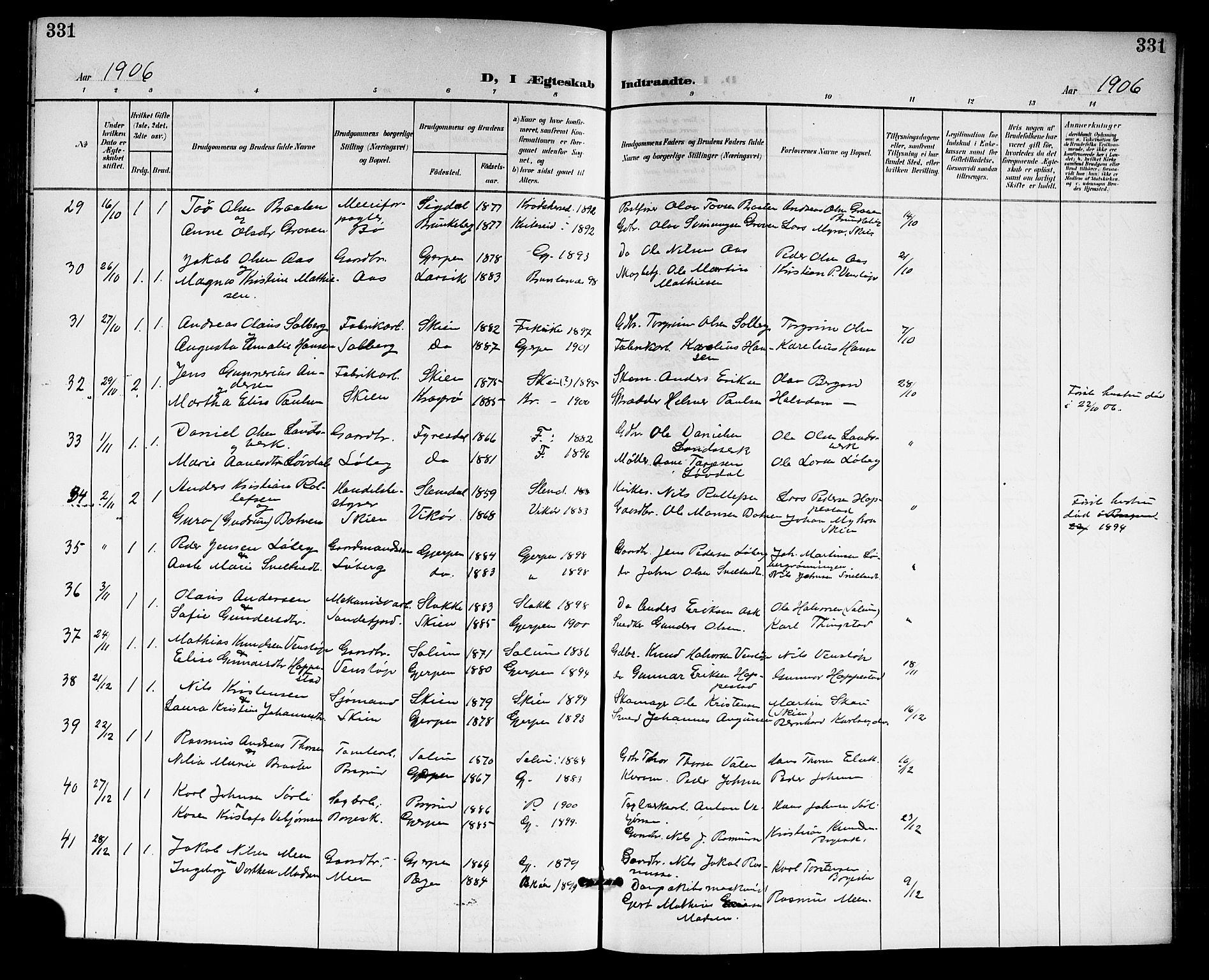 Gjerpen kirkebøker, SAKO/A-265/G/Ga/L0003: Parish register (copy) no. I 3, 1901-1919, p. 331