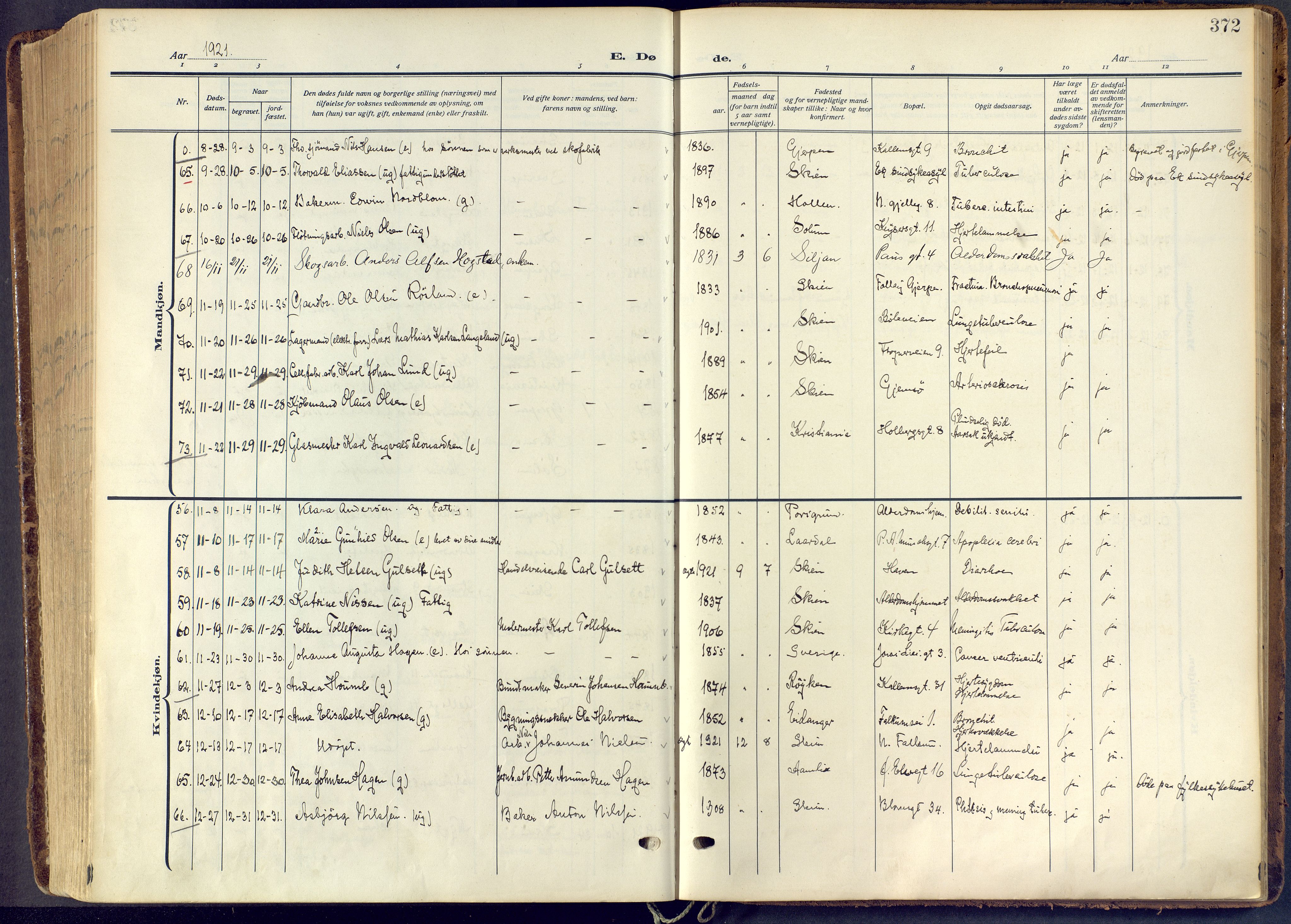 Skien kirkebøker, AV/SAKO-A-302/F/Fa/L0013: Parish register (official) no. 13, 1915-1921, p. 372