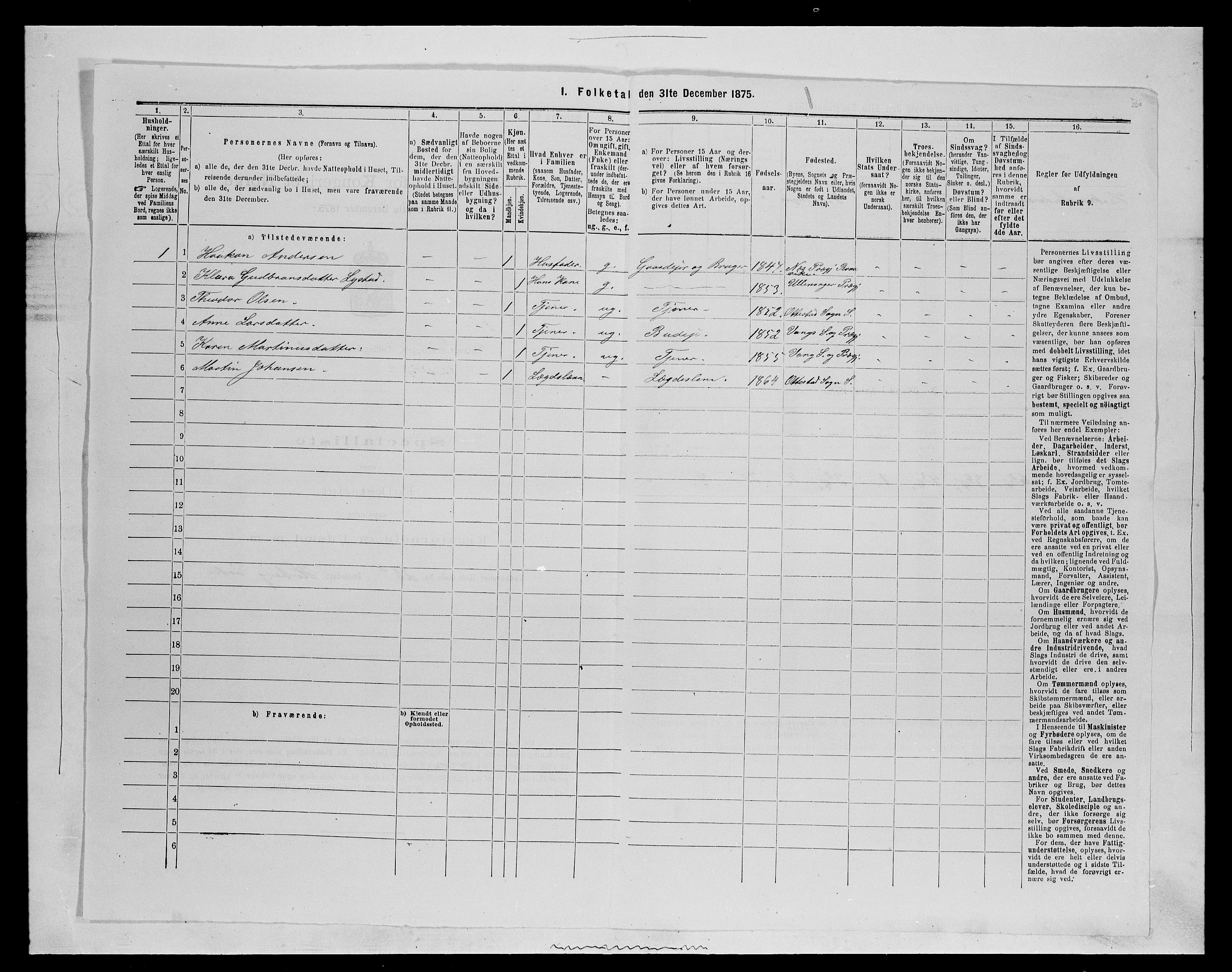 SAH, 1875 census for 0417P Stange, 1875, p. 143