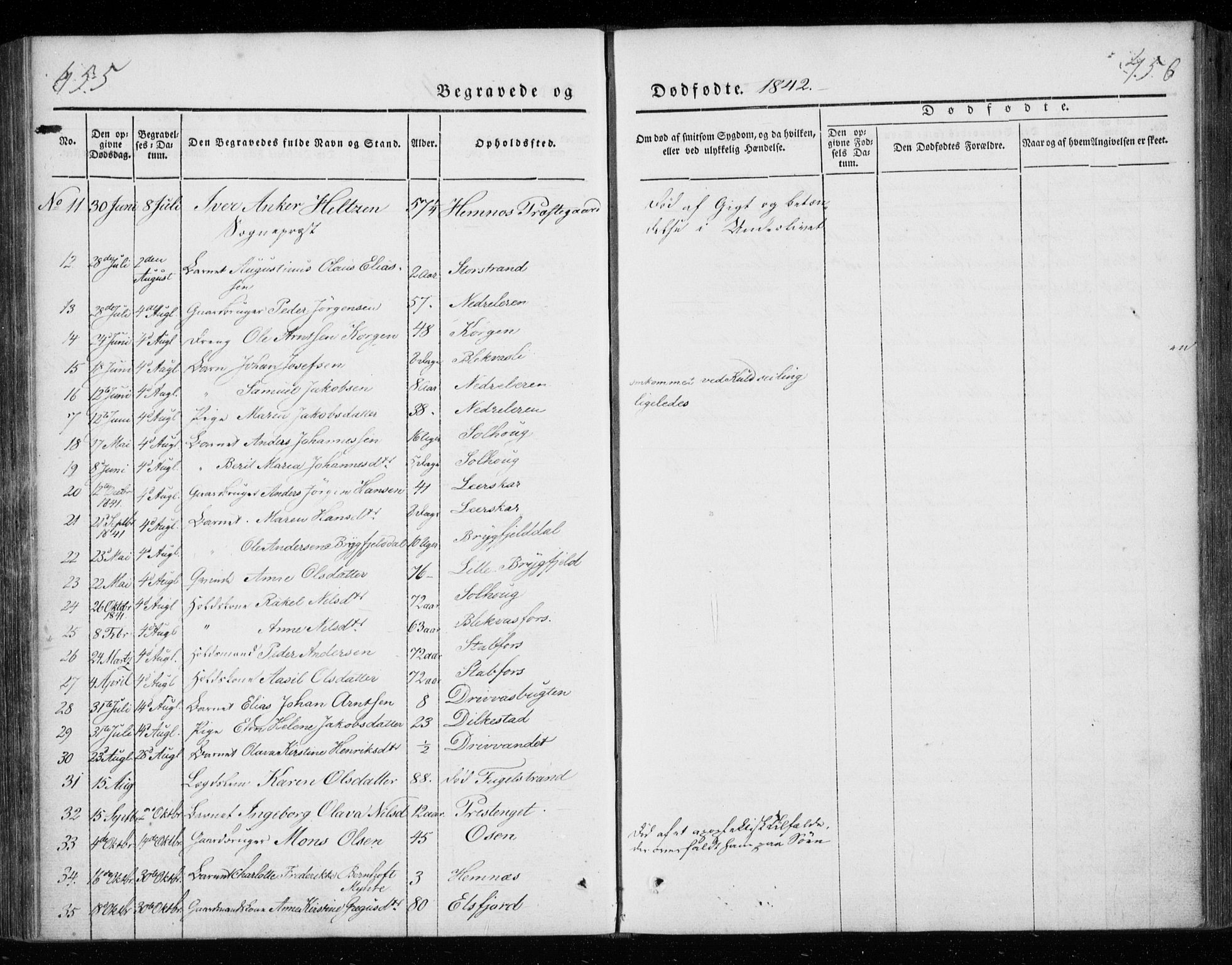 Ministerialprotokoller, klokkerbøker og fødselsregistre - Nordland, AV/SAT-A-1459/825/L0355: Parish register (official) no. 825A09, 1842-1863, p. 455-456