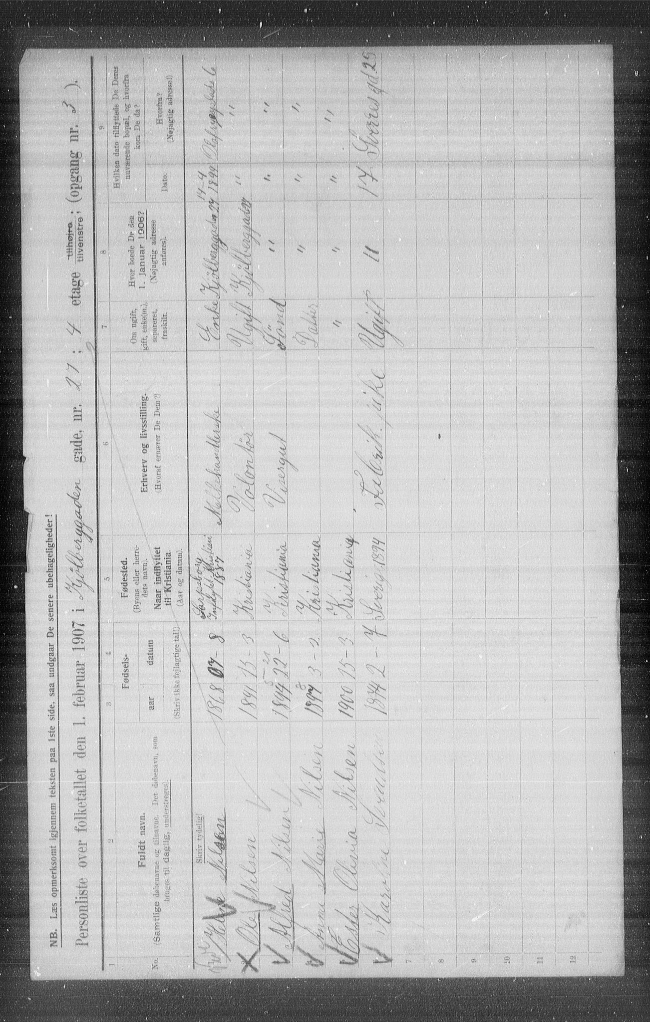 OBA, Municipal Census 1907 for Kristiania, 1907, p. 26336